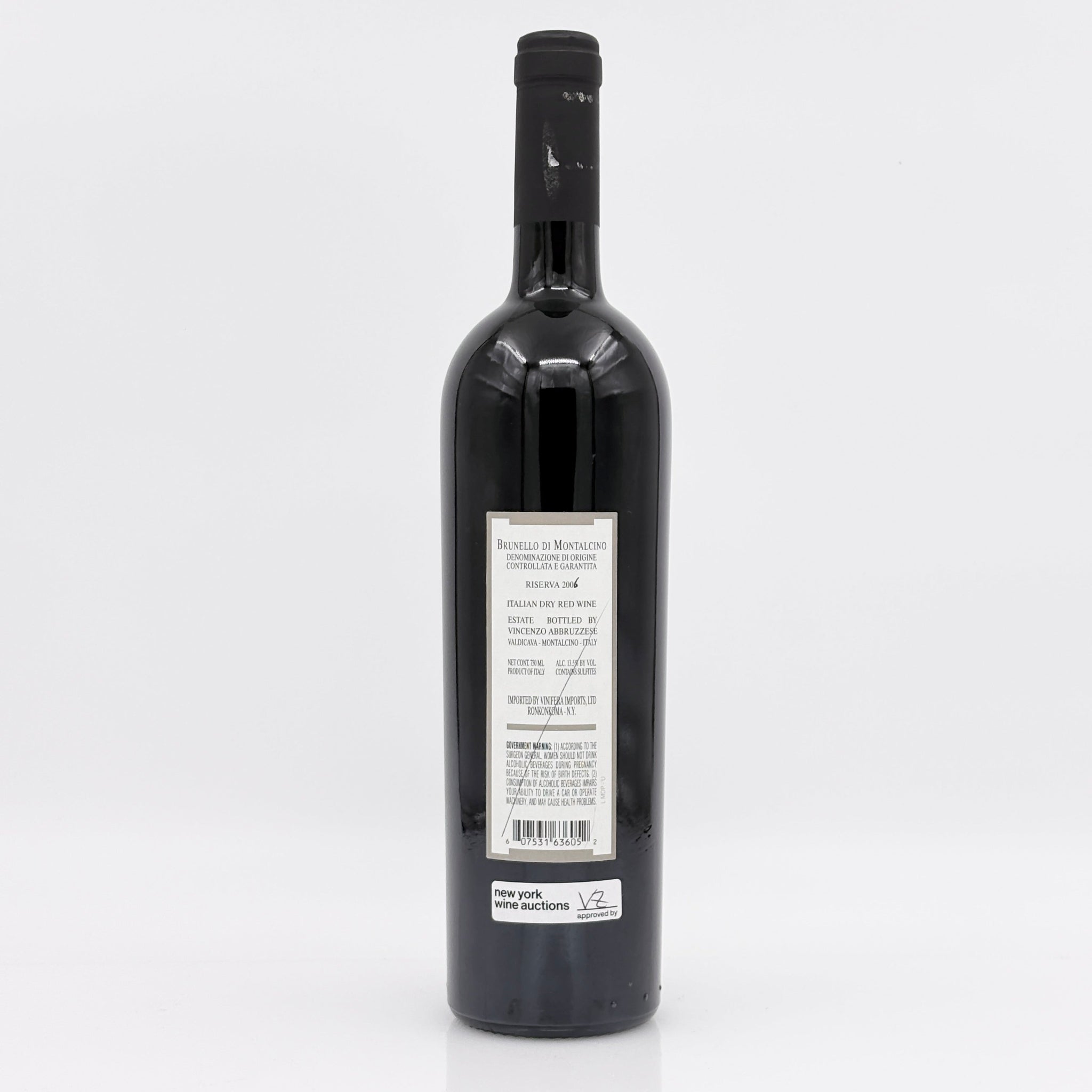 Wine bottle with a visible label on a white background