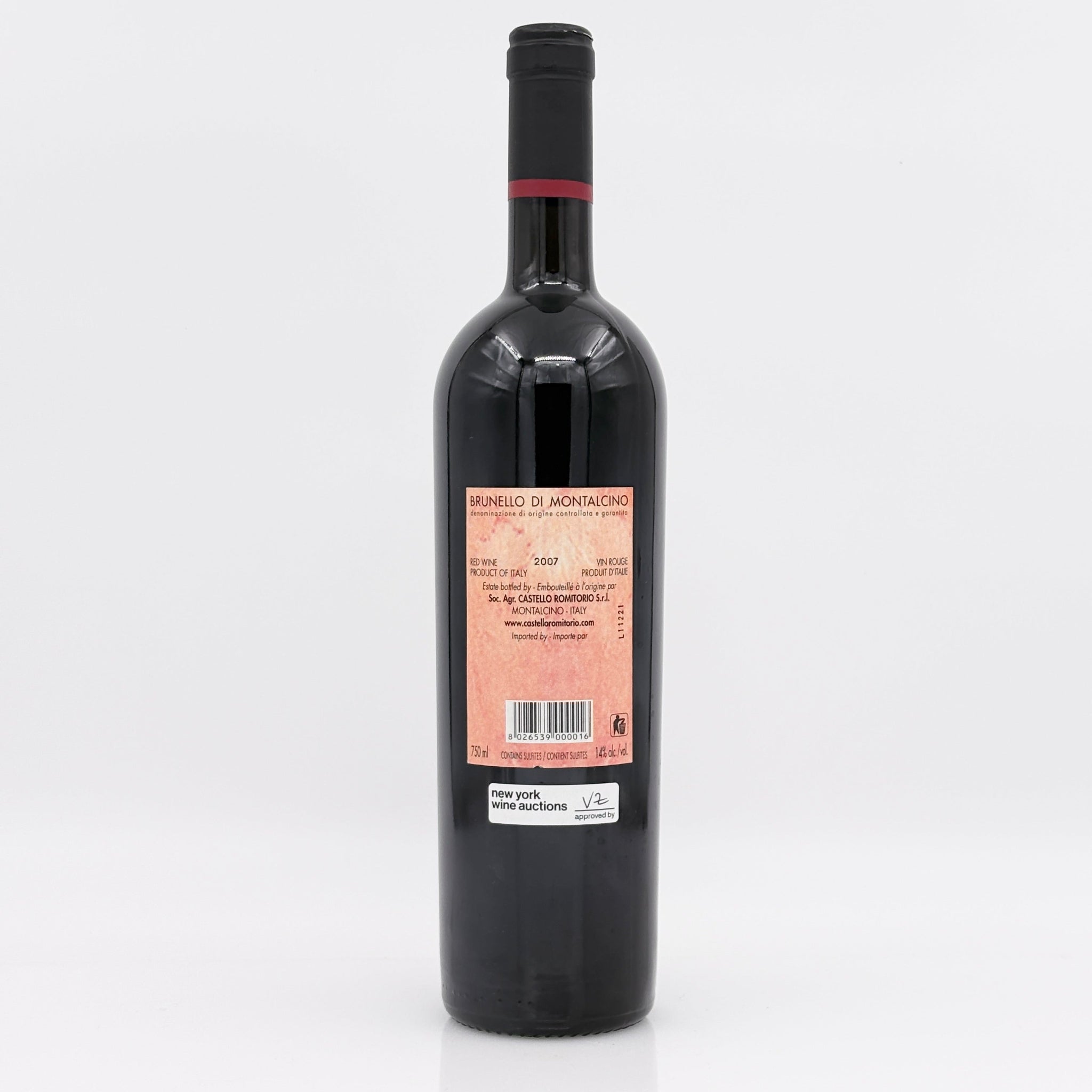 Wine bottle with a label on a white background