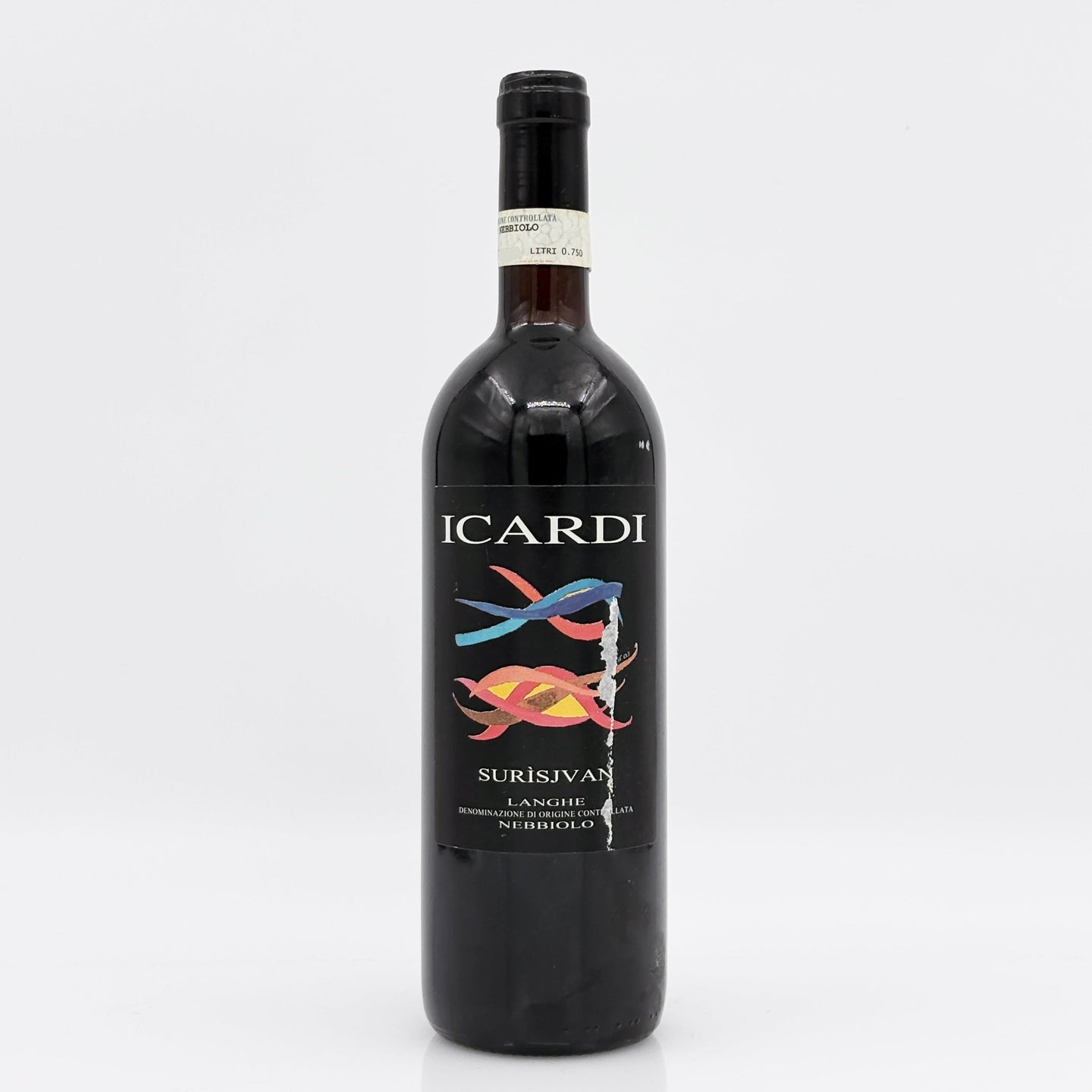 Wine bottle with 'Icardi' label on a white background