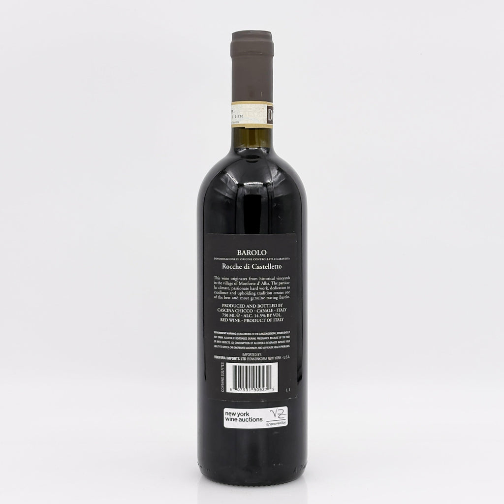 Wine bottle with label on a white background