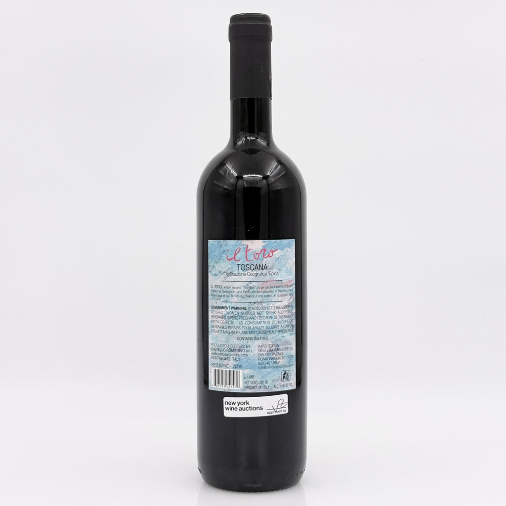 Wine bottle with label on a white background
