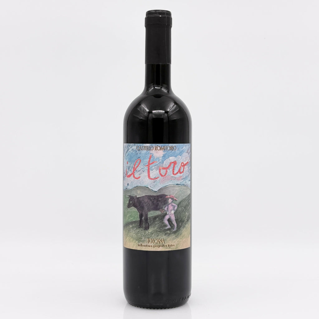 Wine bottle with 'Il Toro' label on a white background