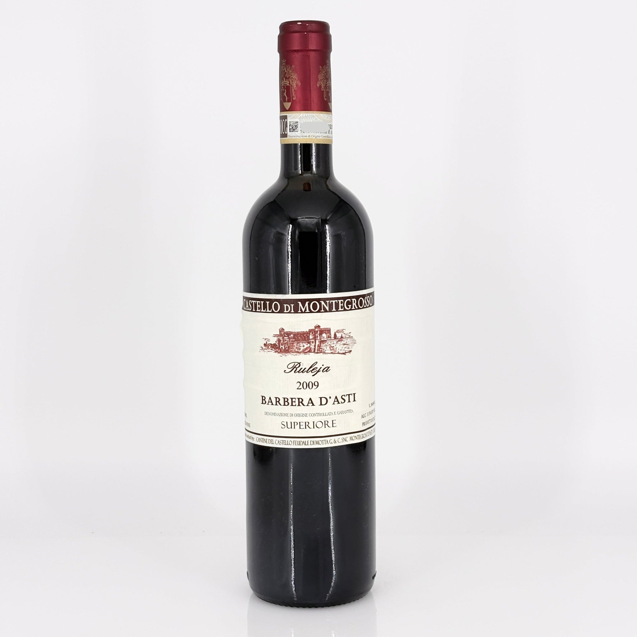Wine bottle with label on a white background