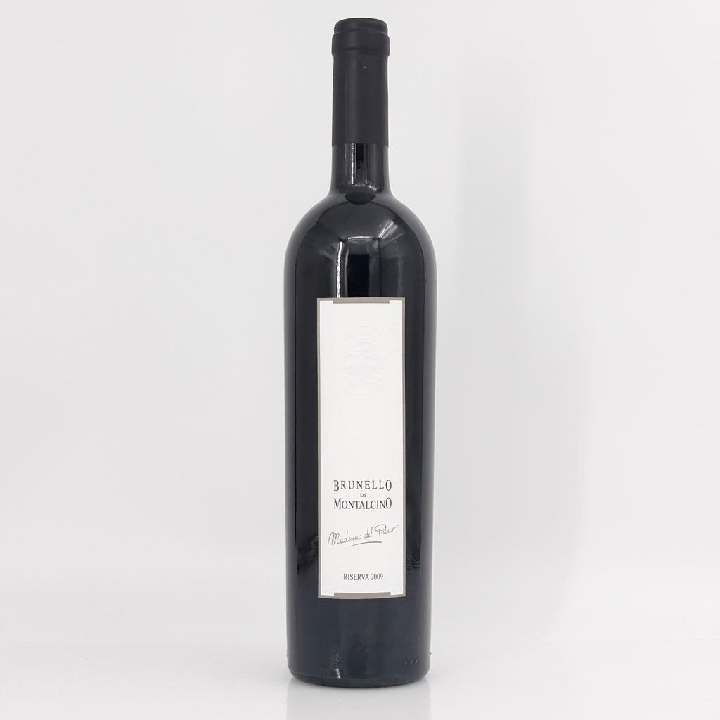 Wine bottle with a white label on a light gray background