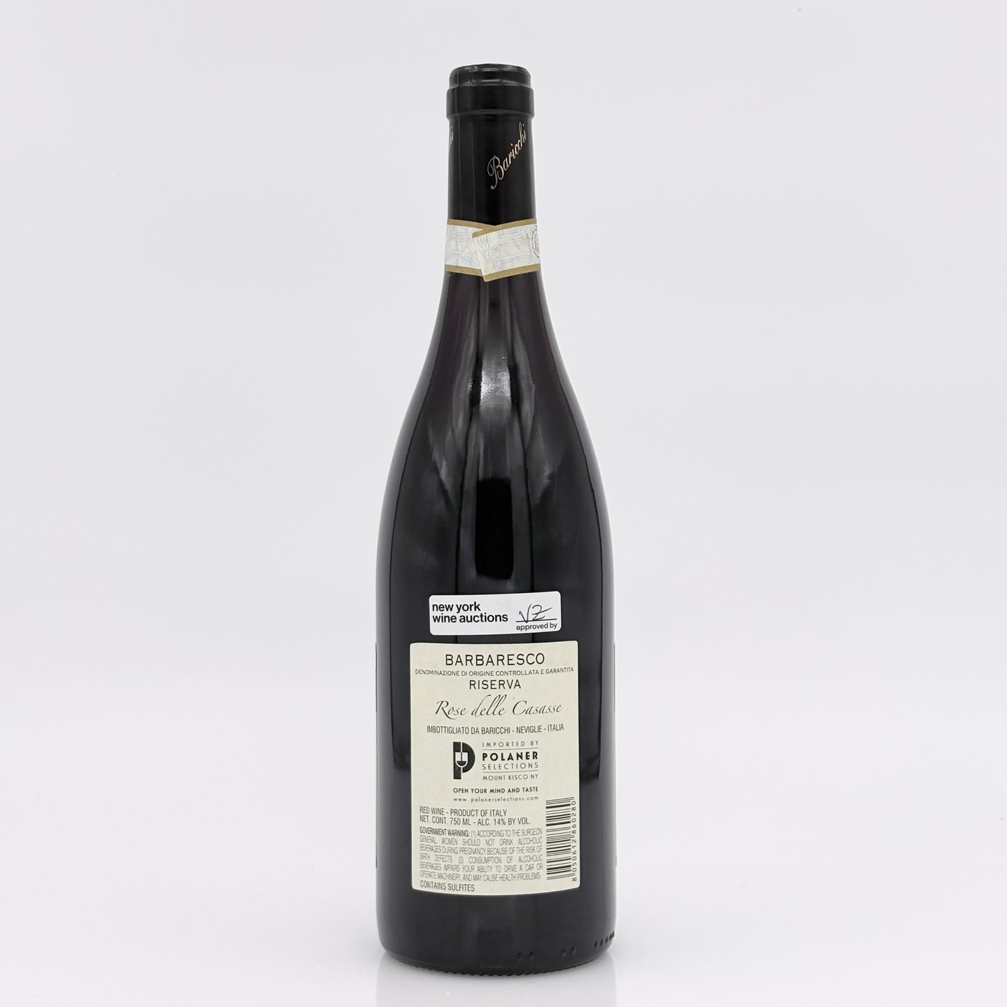 Wine bottle with label on a white background