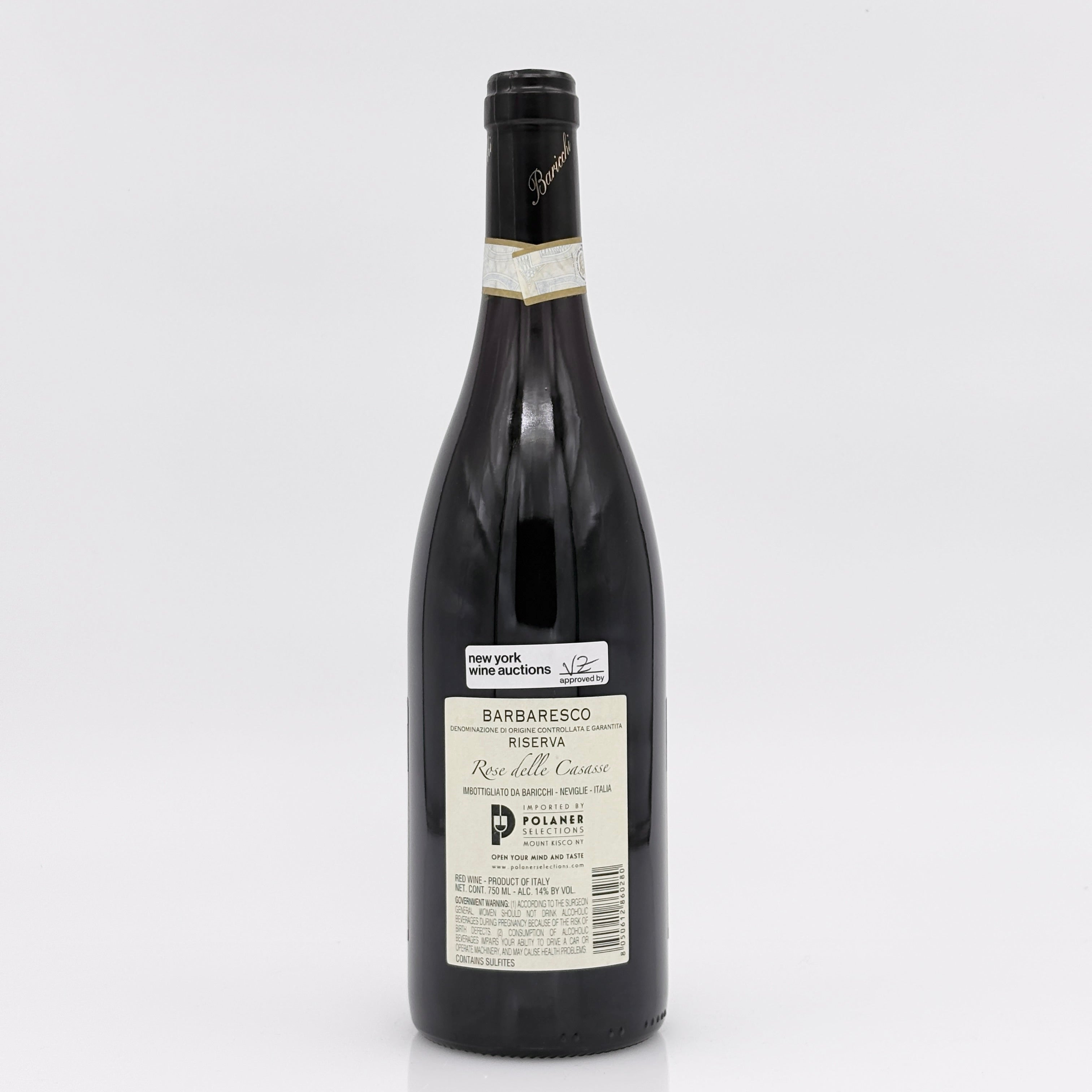 Wine bottle with label on a white background