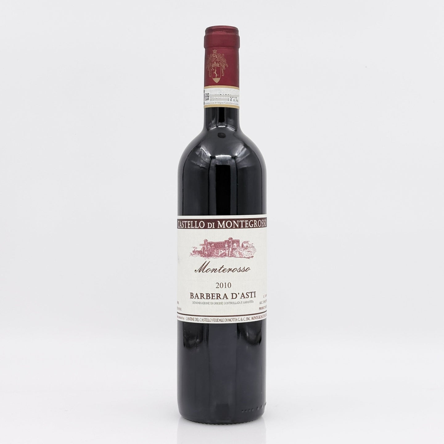 Wine bottle with label on a white background 