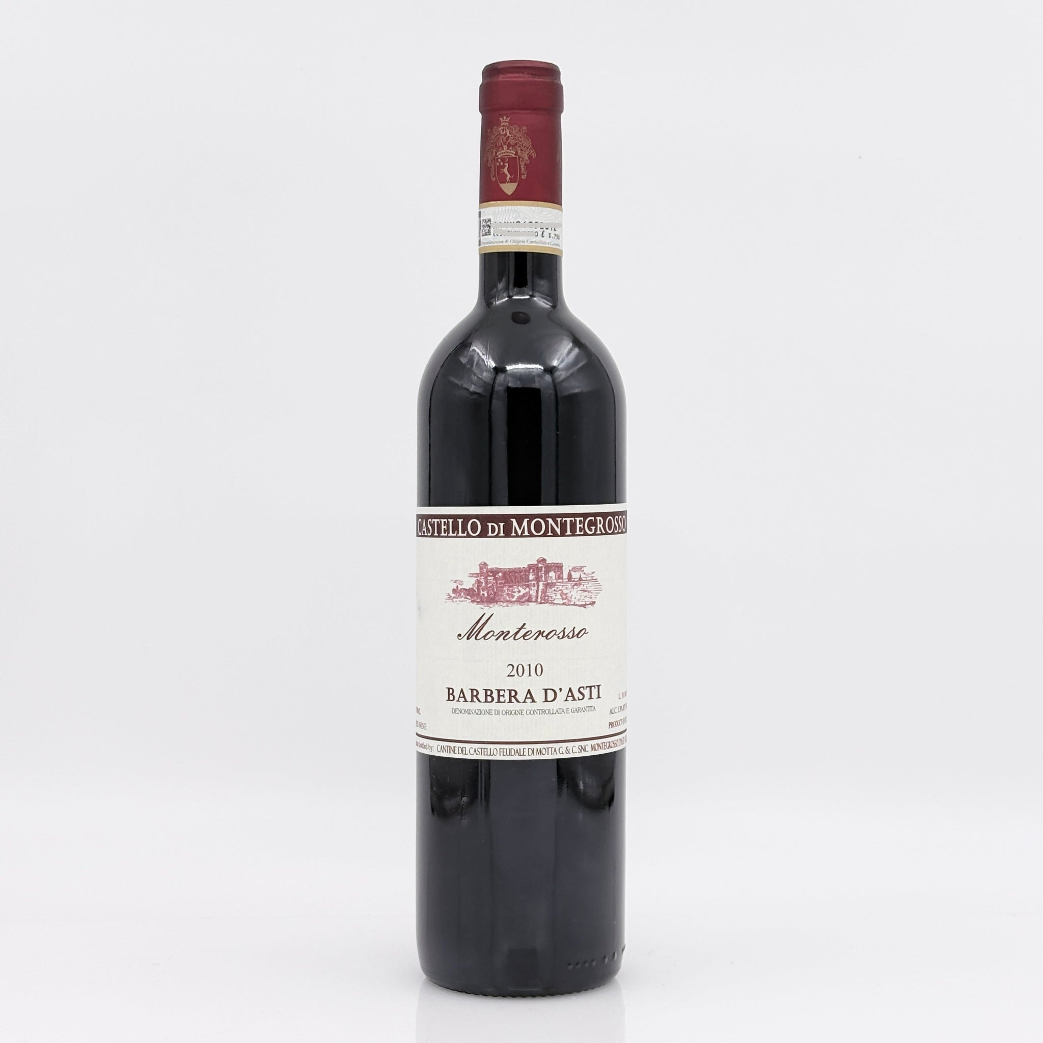 Wine bottle with label on a white background 