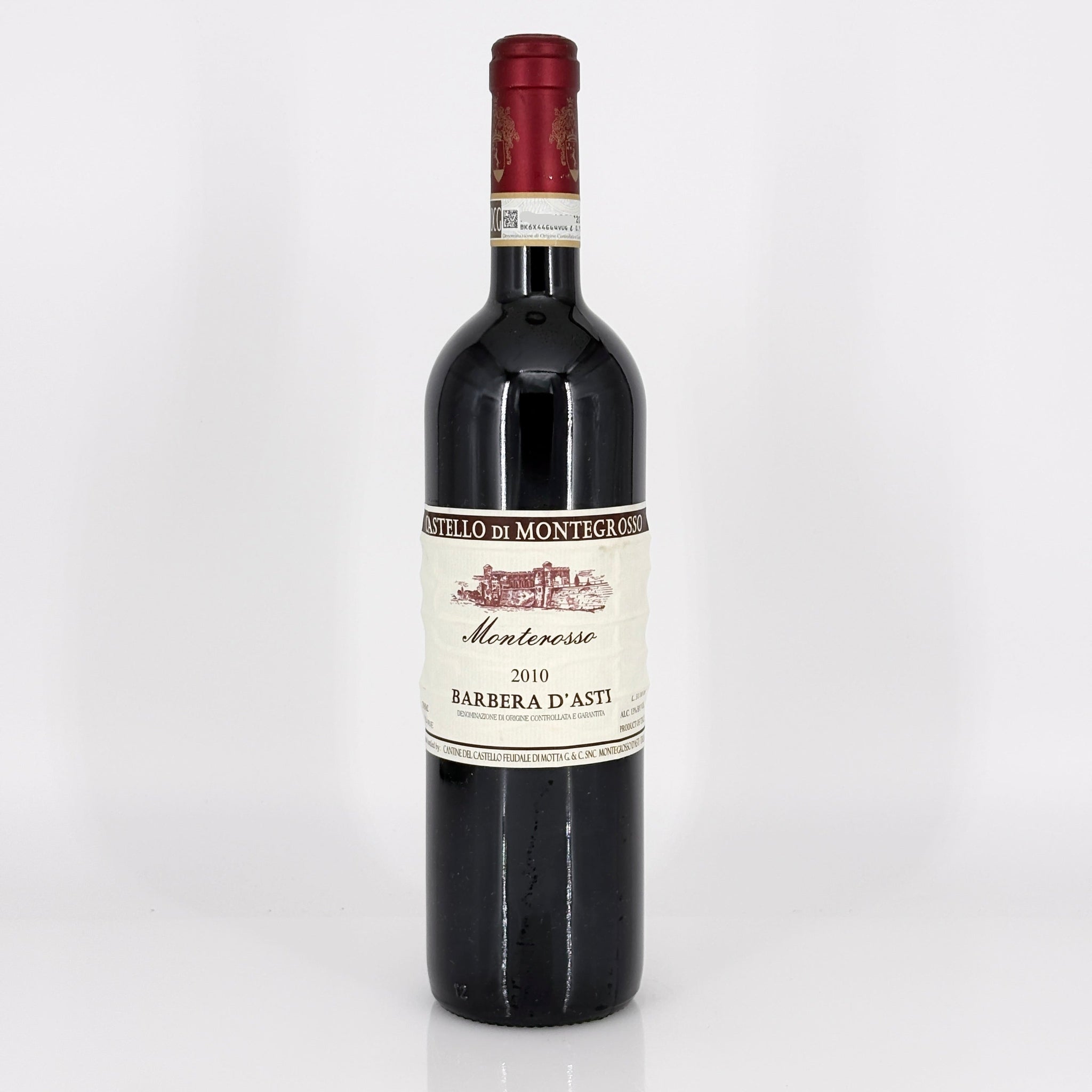 Wine bottle with a visible label on a white background