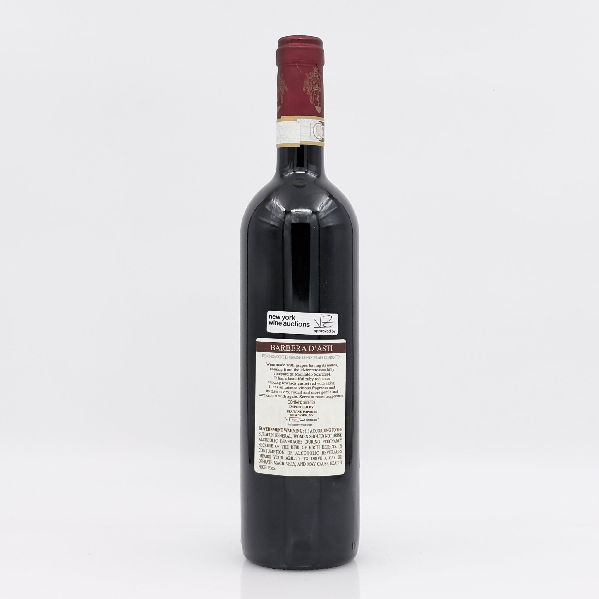 Wine bottle with label on a white background