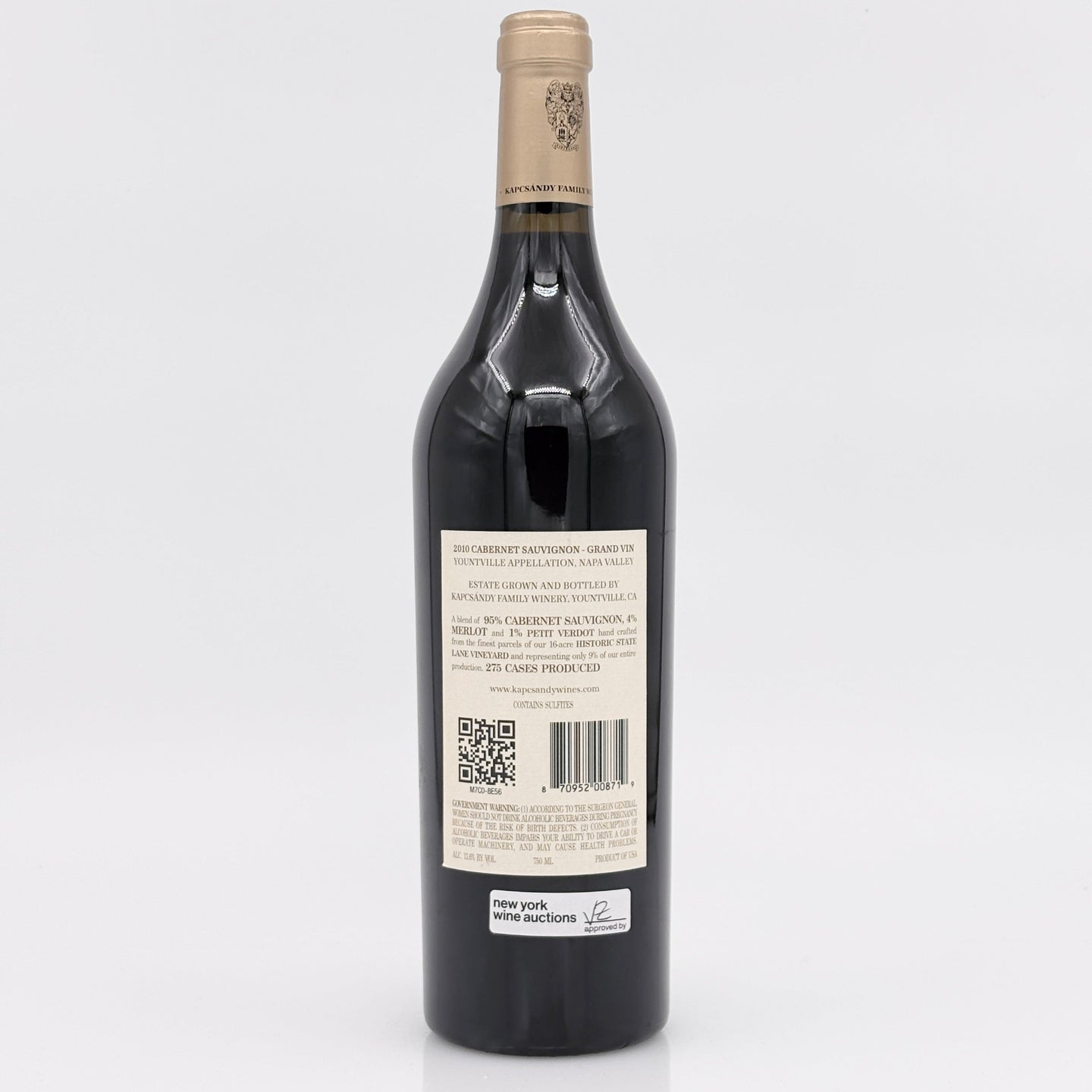 Wine bottle with label on a white background