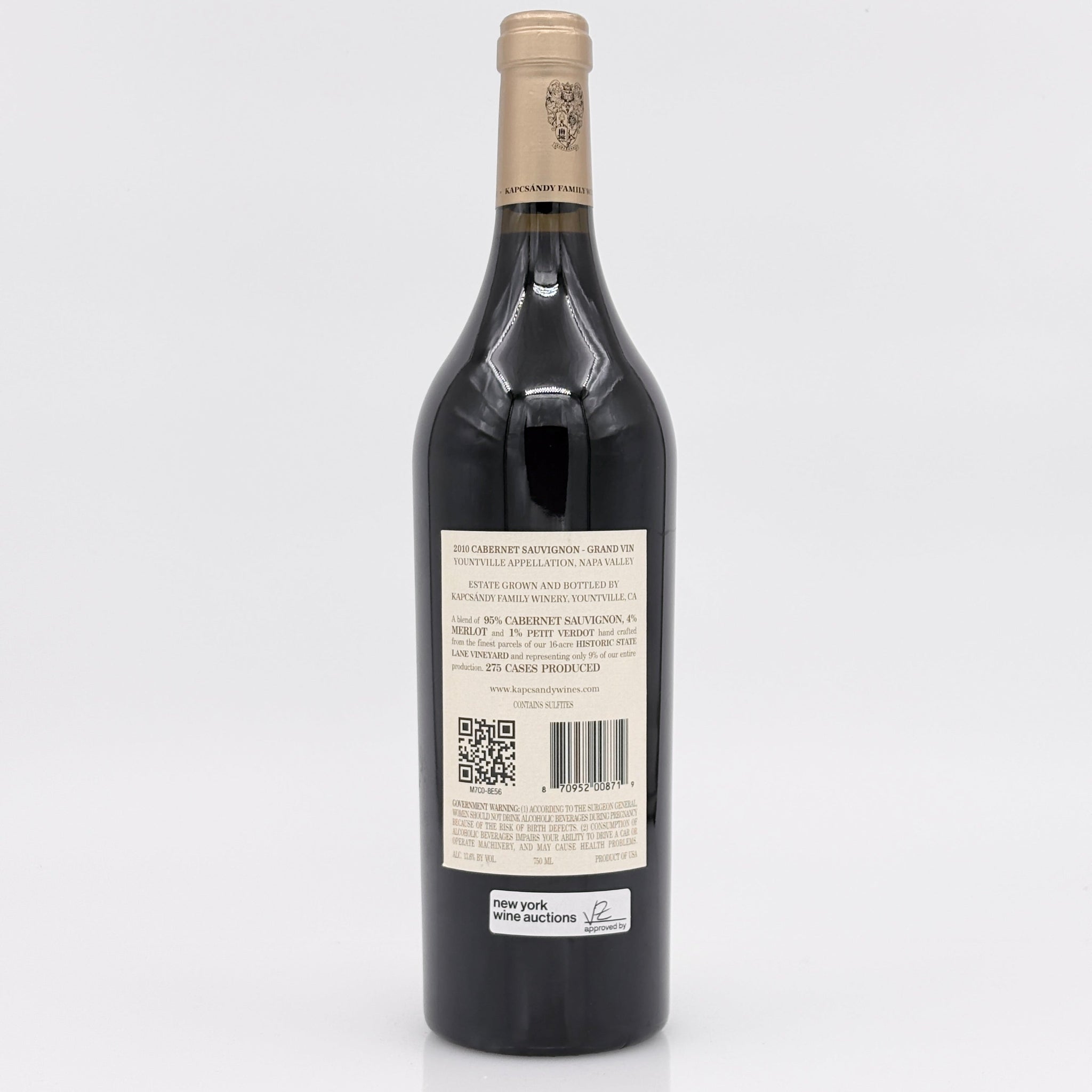 Wine bottle with label on a white background