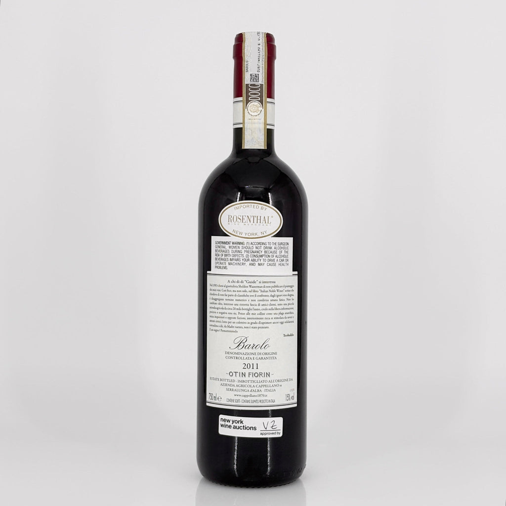 Wine bottle with a visible label on a white background