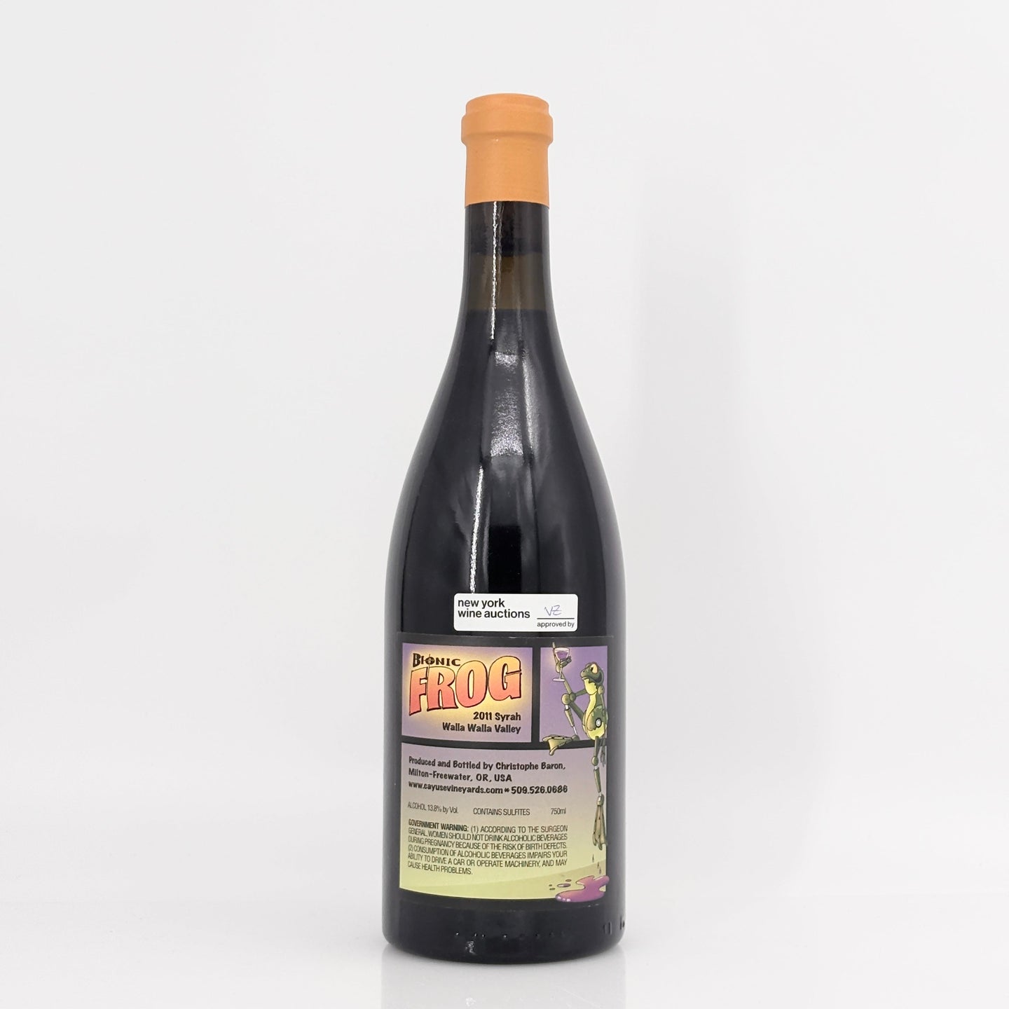 Wine bottle with a label on a white background