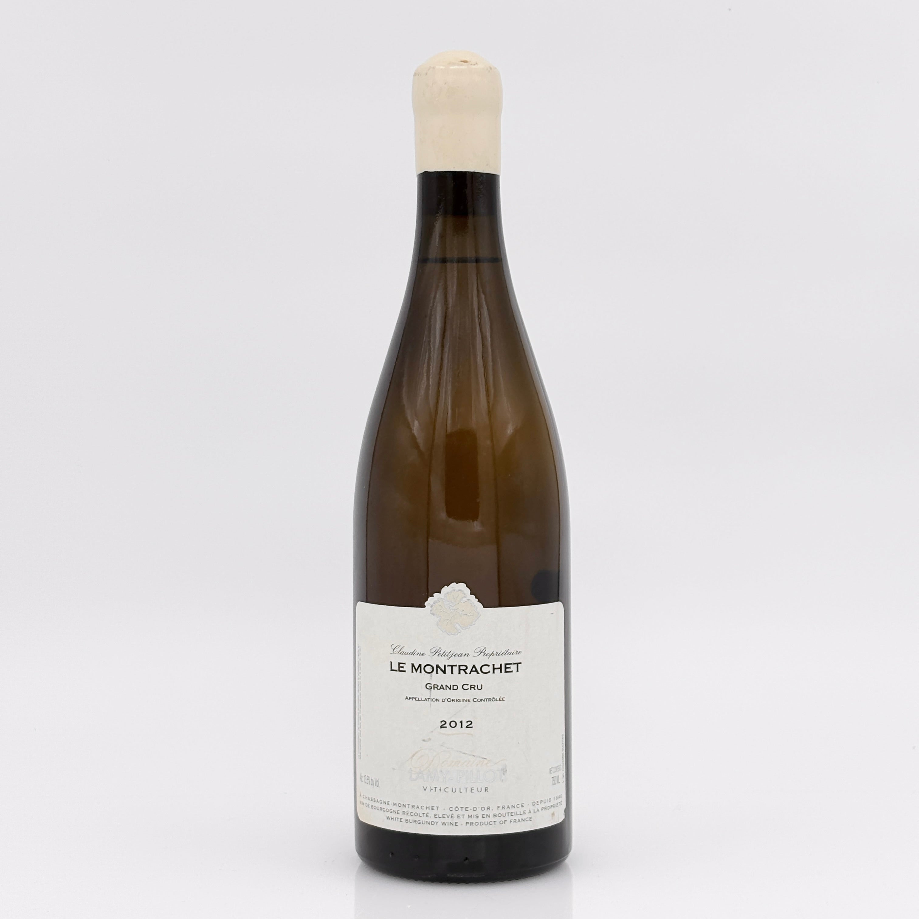 Wine bottle labeled 'Le Montrachet' on a white background