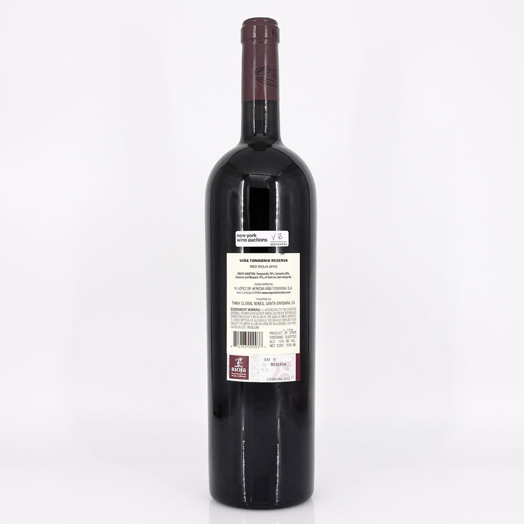 Wine bottle with a label on a white background