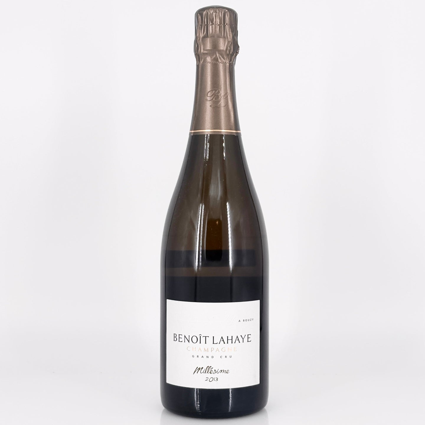 Bottle of Benoit Lahaye champagne on a white background