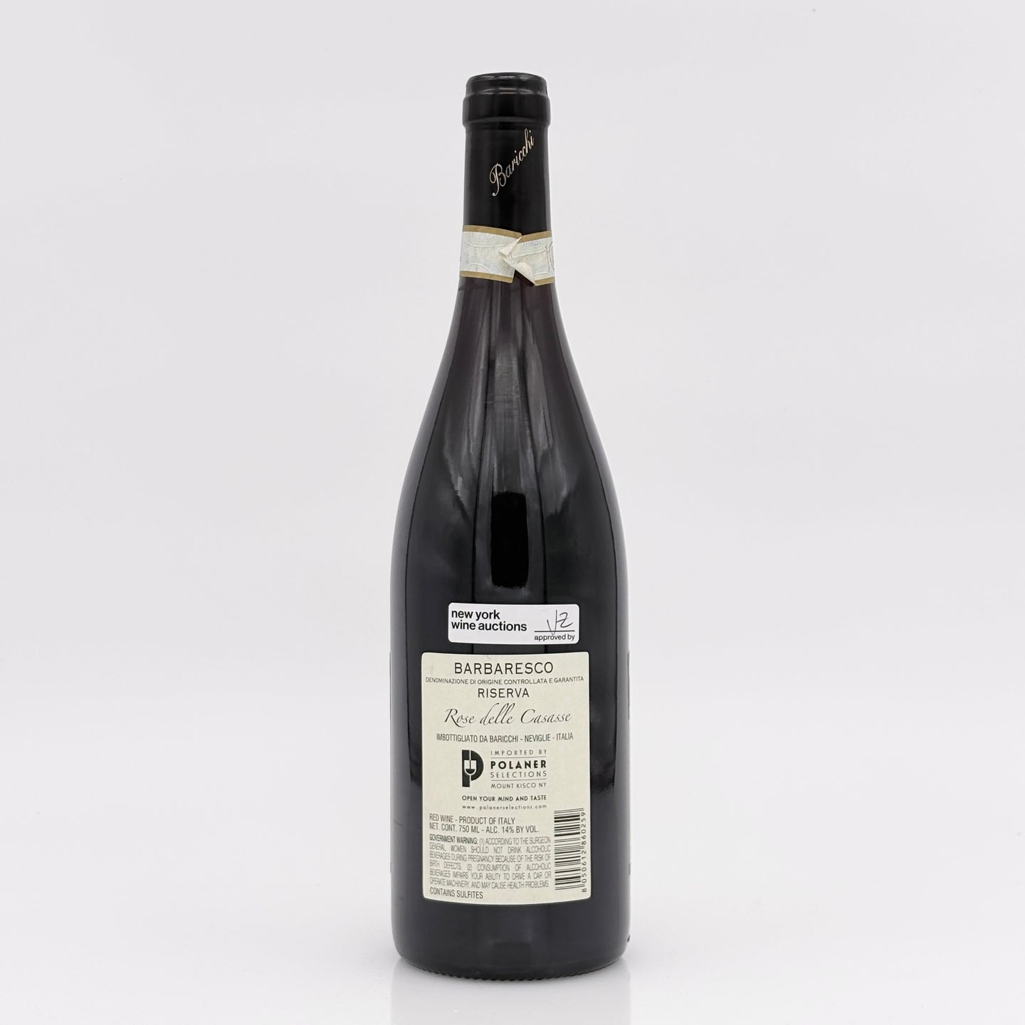 Wine bottle with label on a white background