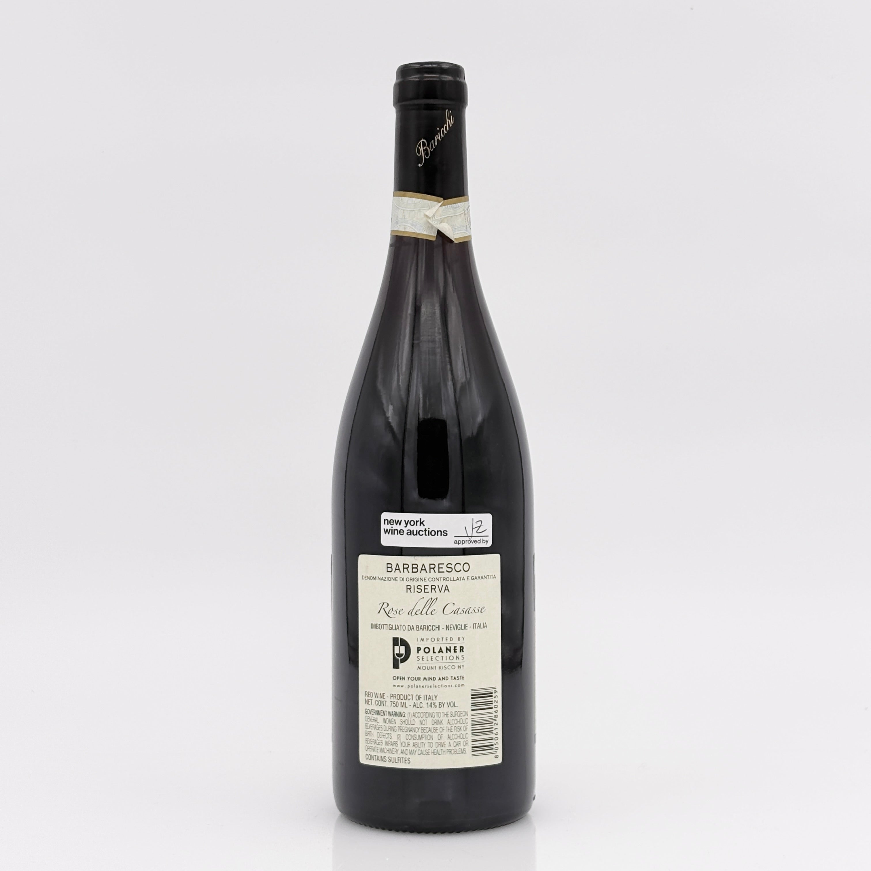 Wine bottle with label on a white background