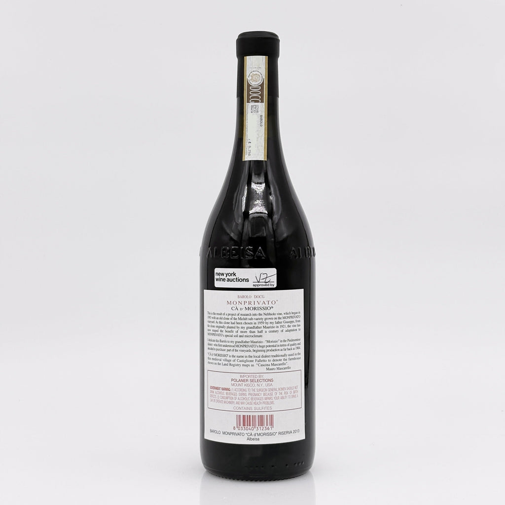 Wine bottle with label on a white background