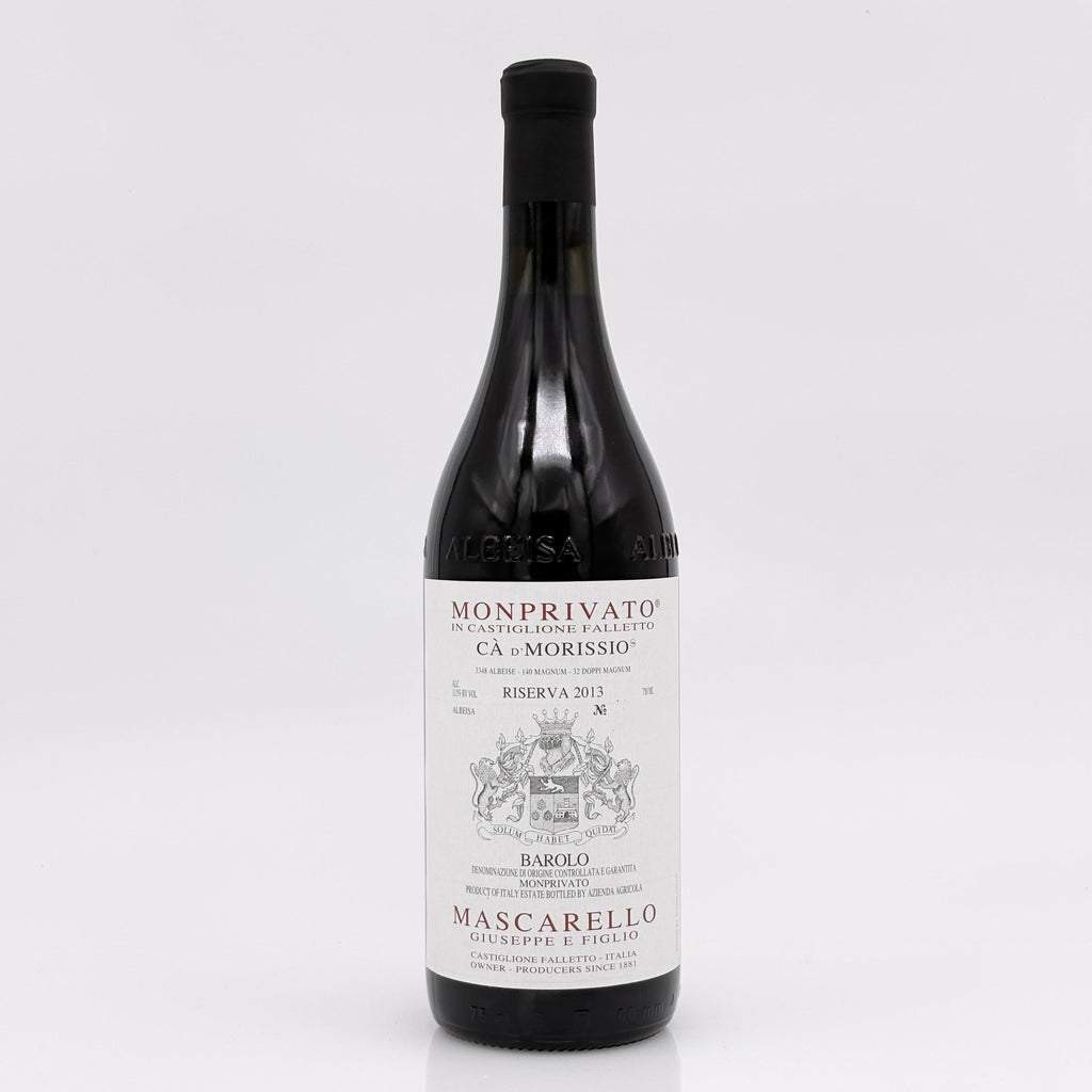 Wine bottle with a detailed label on a white background