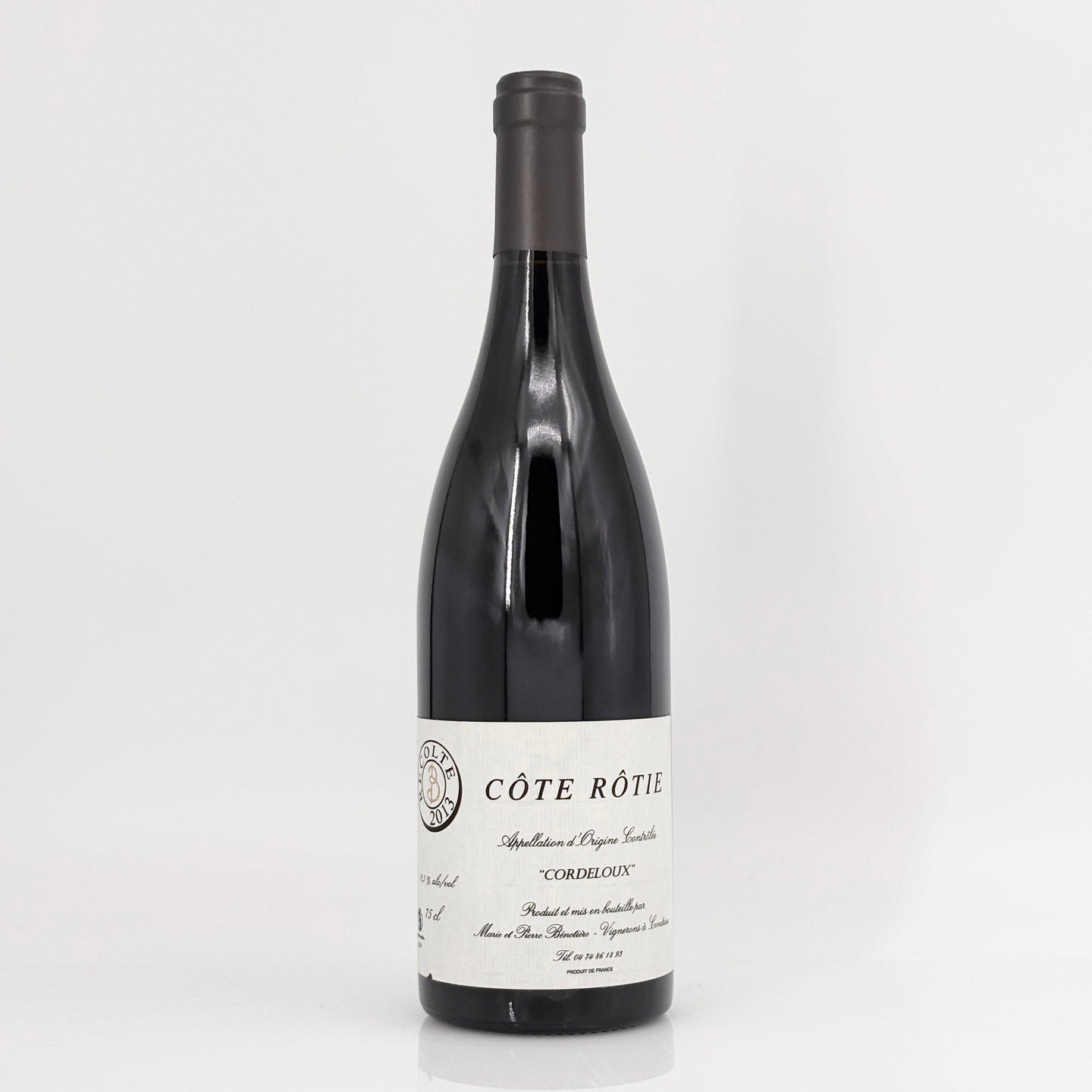 Wine bottle labeled 'Côte Rôté' on a white background