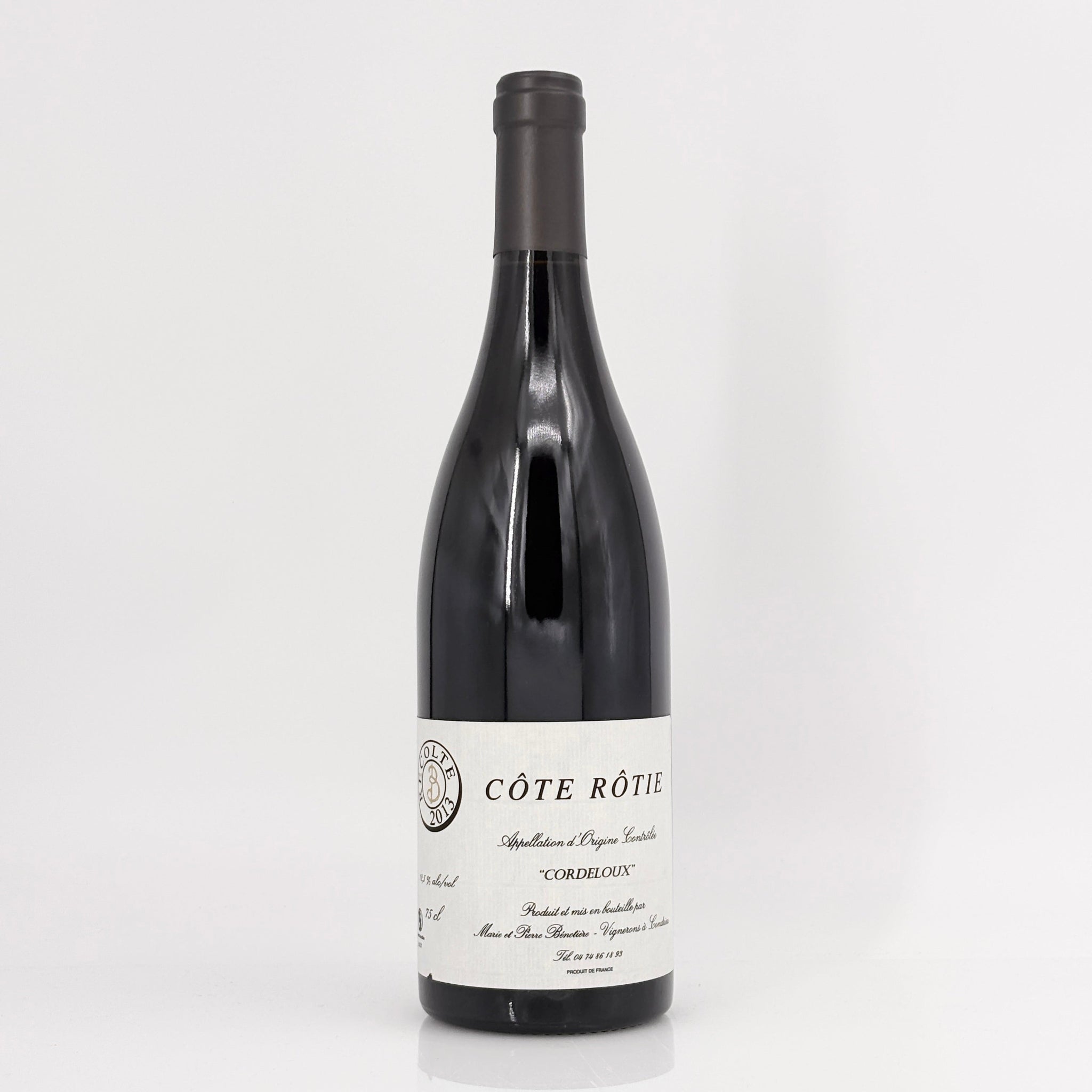 Wine bottle labeled 'Côte Rôté' on a white background