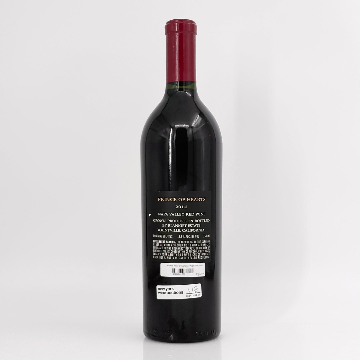 2014 Blankiet Estate Paradise Hills Vineyard 'Prince of Hearts' Napa Valley, USA