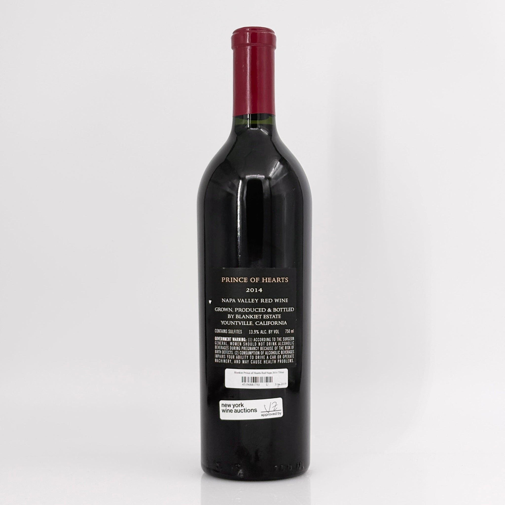 2014 Blankiet Estate Paradise Hills Vineyard 'Prince of Hearts' Napa Valley, USA