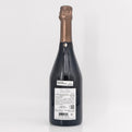 Bottle of champagne with a visible label on a white background