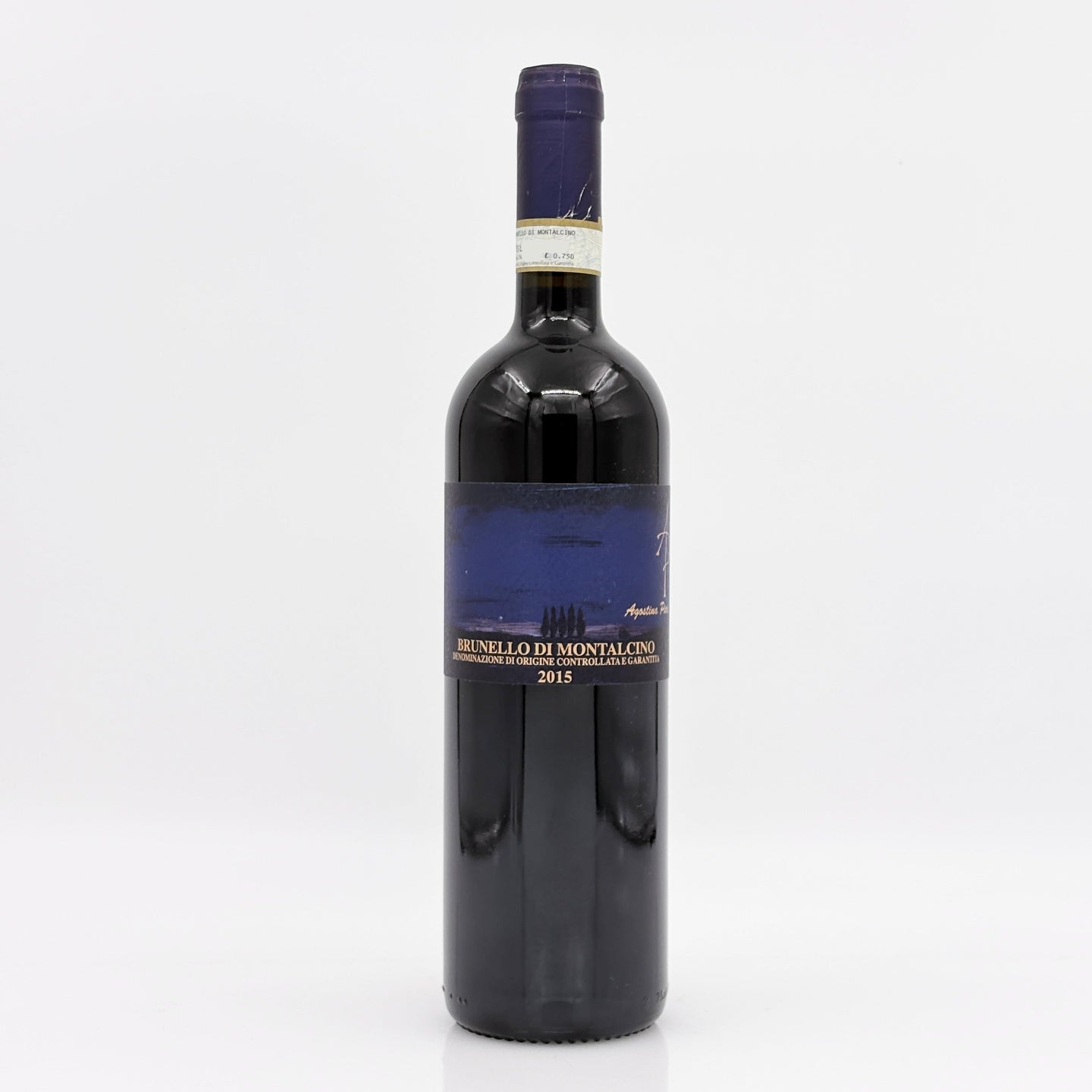Bottle of Brunello di Montalcino wine on a white background