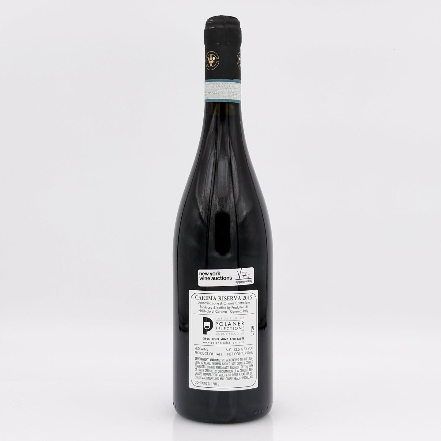 Wine bottle with a label on a white background