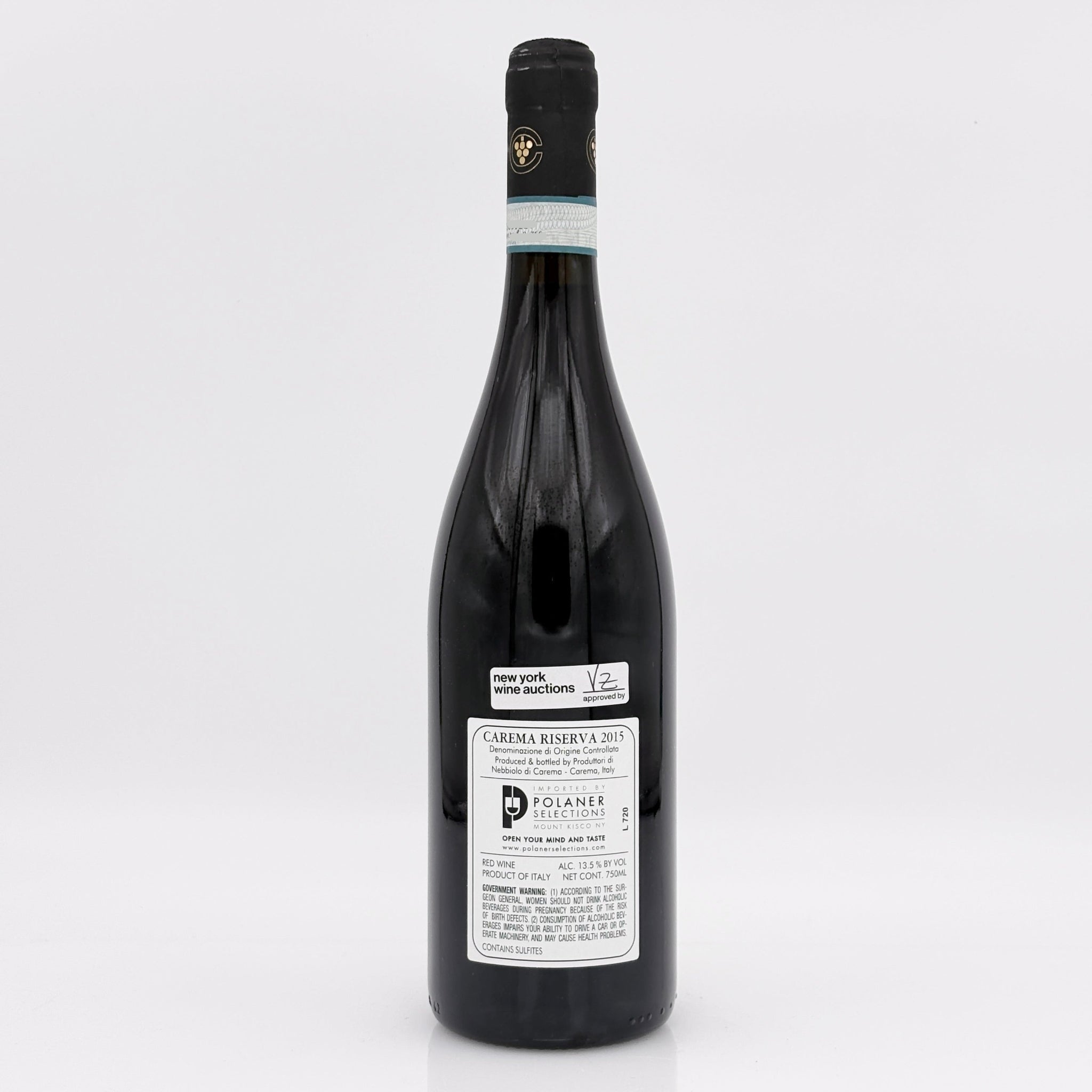 Wine bottle with a label on a white background