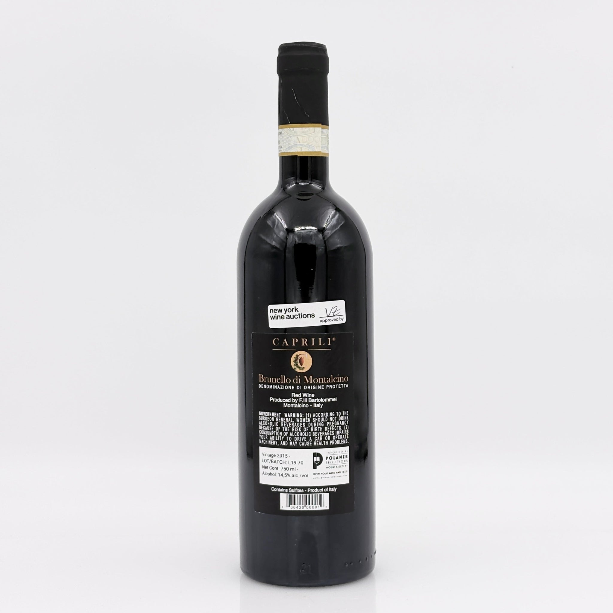 Wine bottle with label on a white background