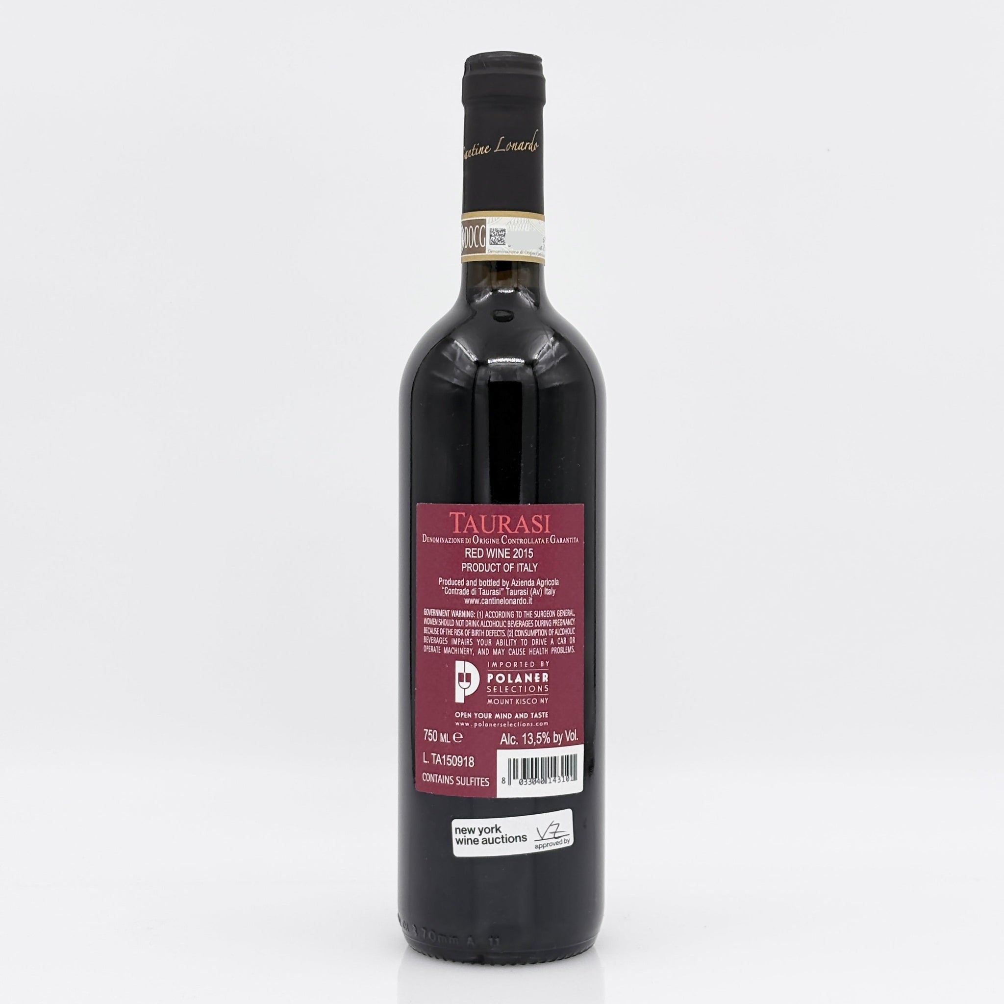 Wine bottle with label on a white background