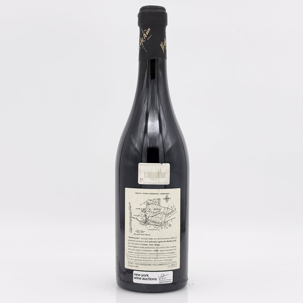 Wine bottle with a detailed label on a white background