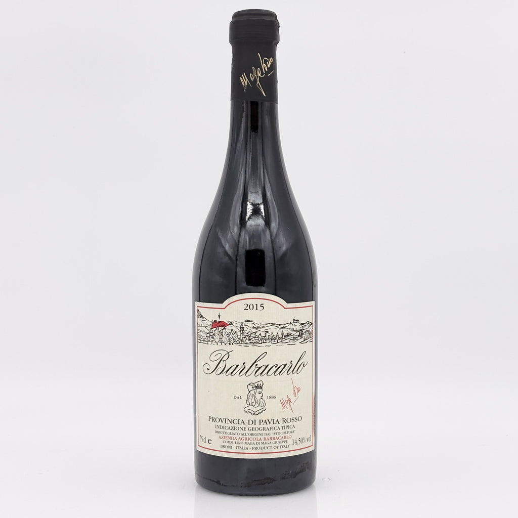 Wine bottle with label on a white background