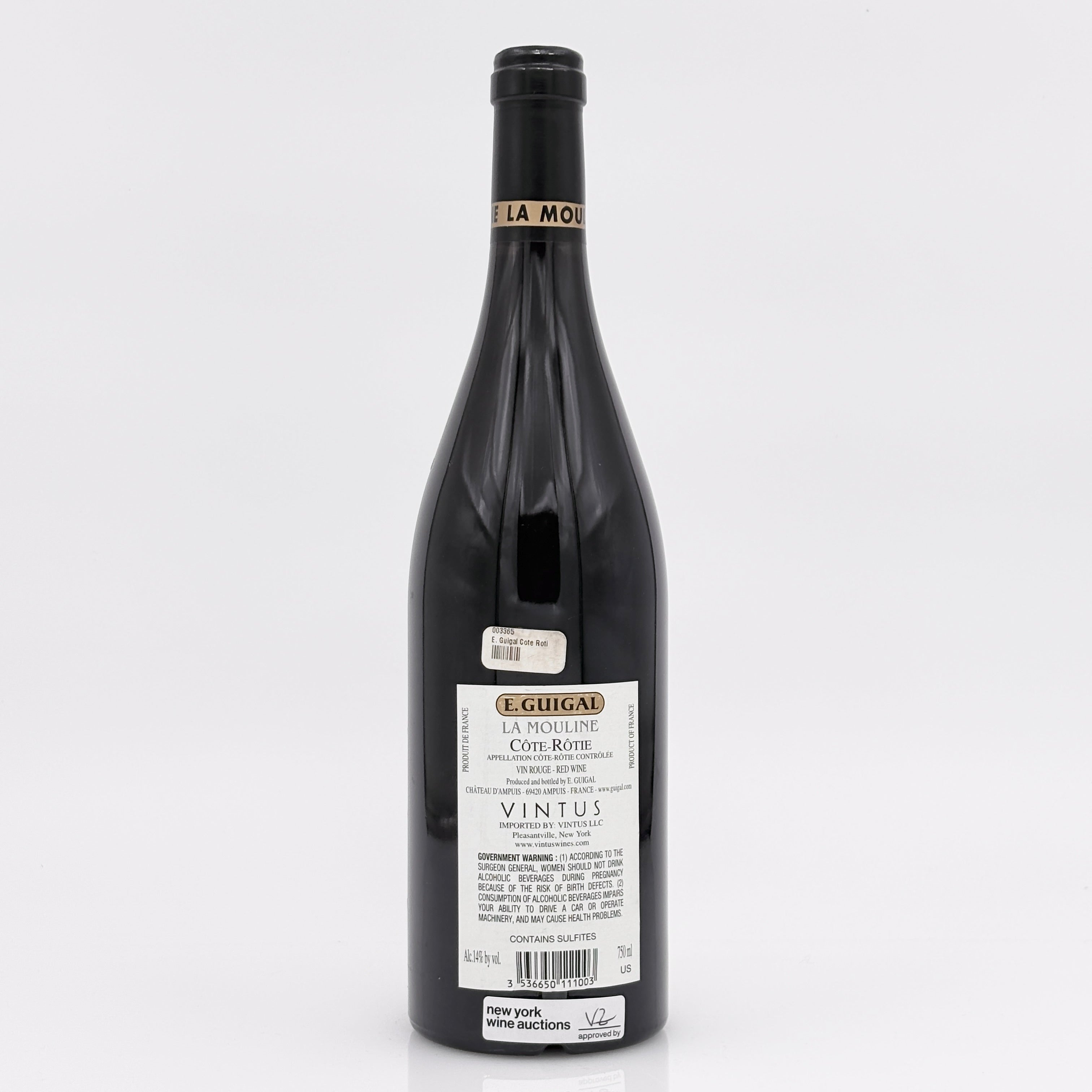 Wine bottle with a visible label on a white background