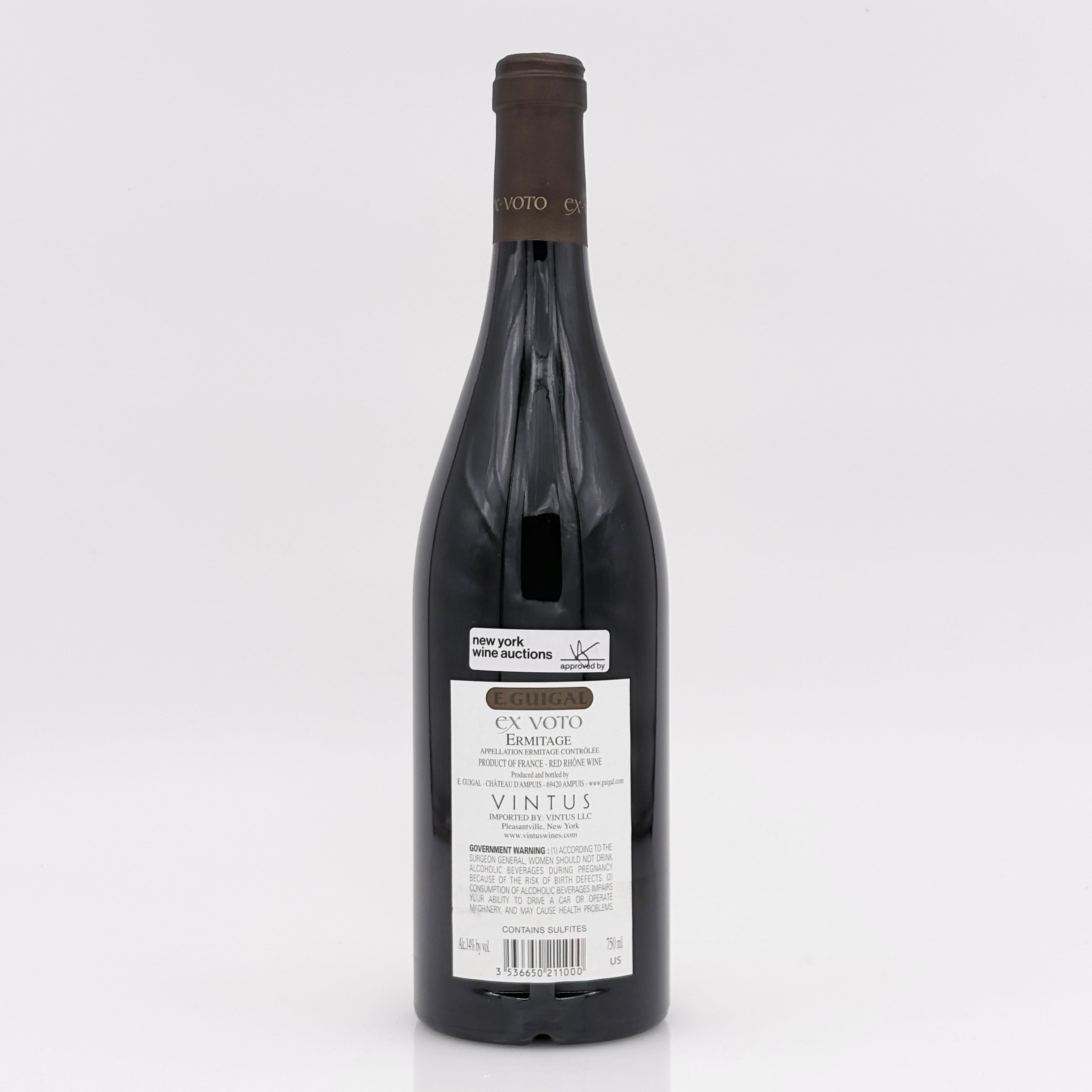 Wine bottle with a label on a white background