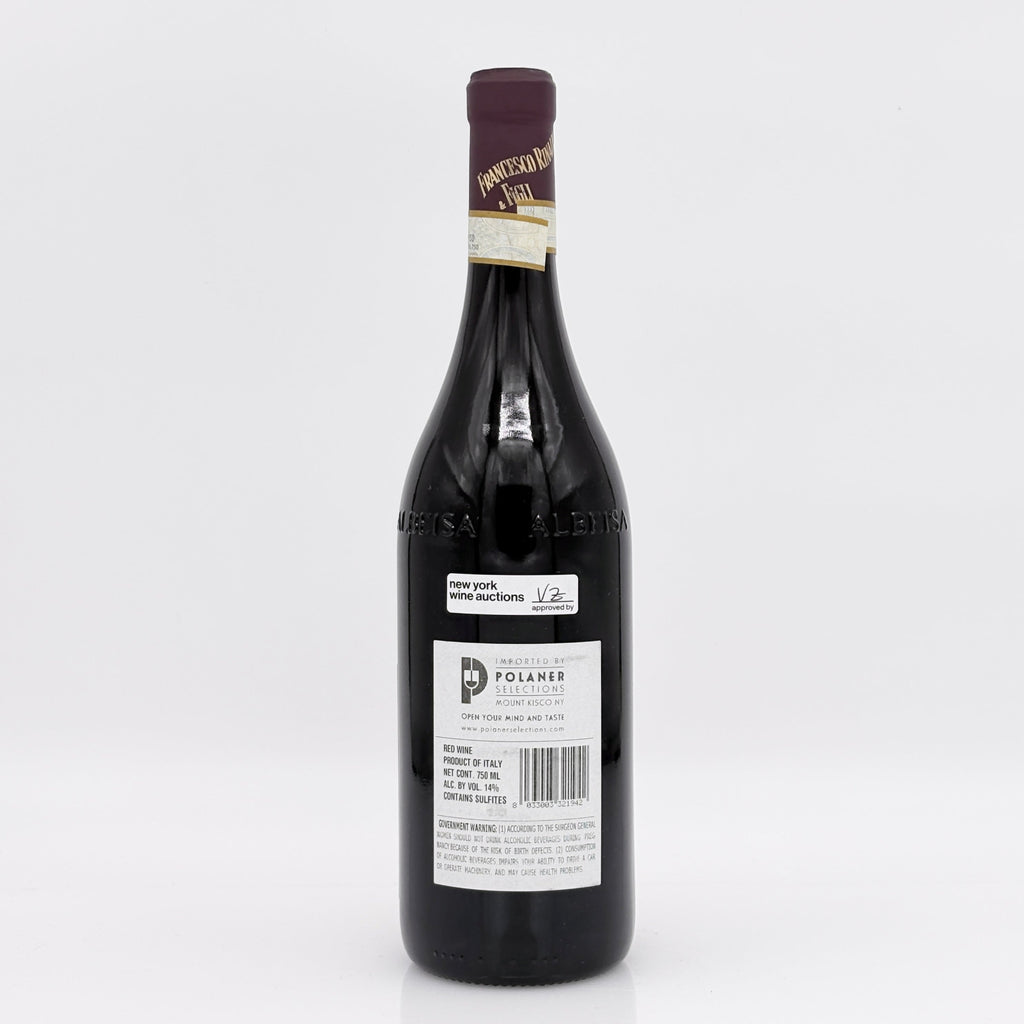Wine bottle with a visible label on a white background