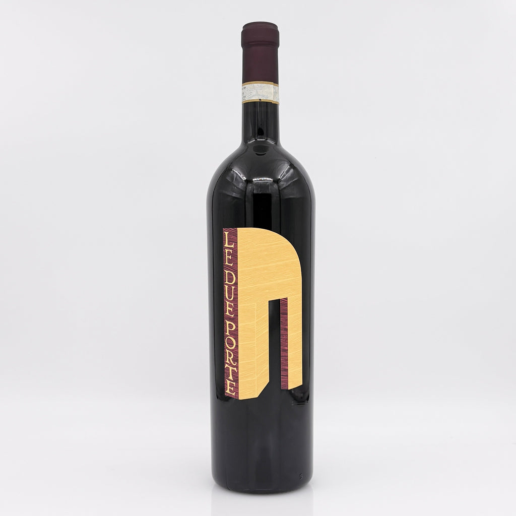 Wine bottle with a gold label on a white background