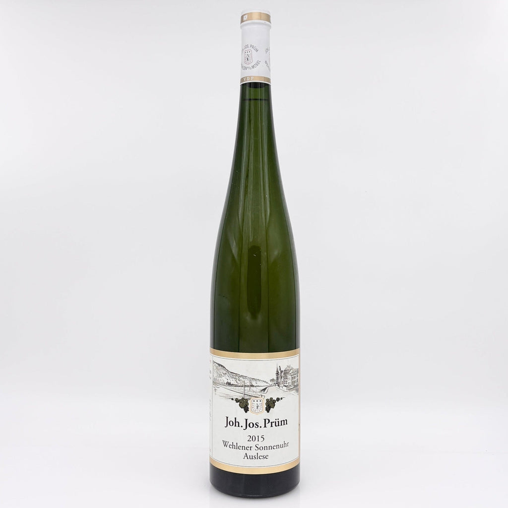Wine bottle with a label on a white background