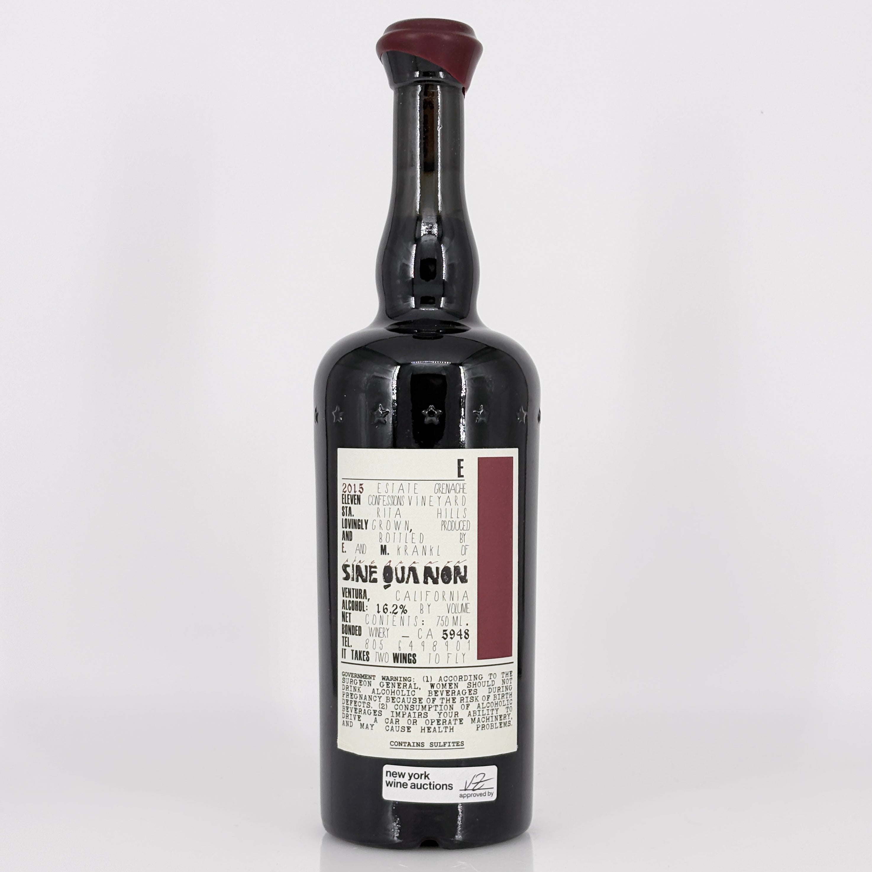 2015 Sine Qua Non Grenache "E" Eleven Confessions Vineyard Sta Rita Hills, USA