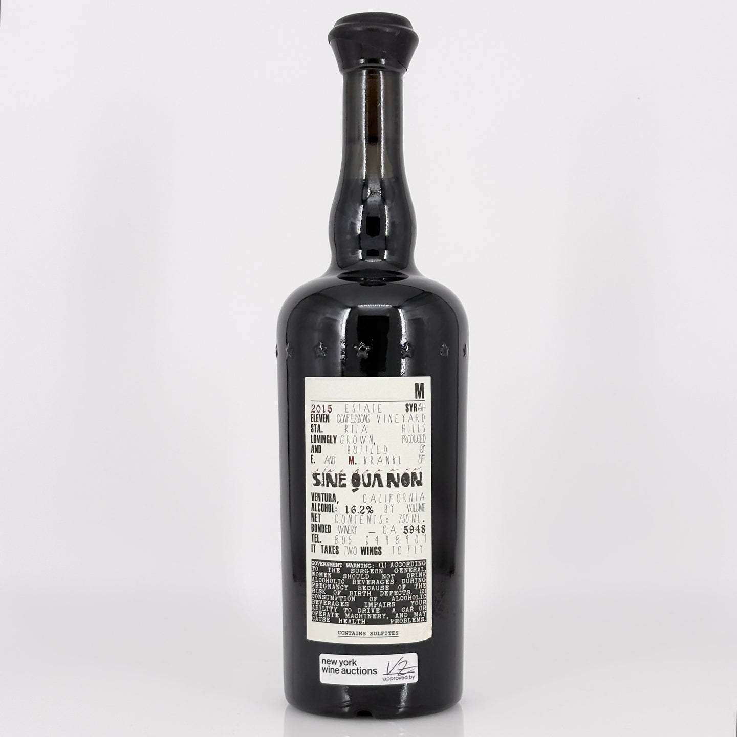 2015 Sine Qua Non Syrah "M" Eleven Confessions Vineyard Sta Rita Hills, USA