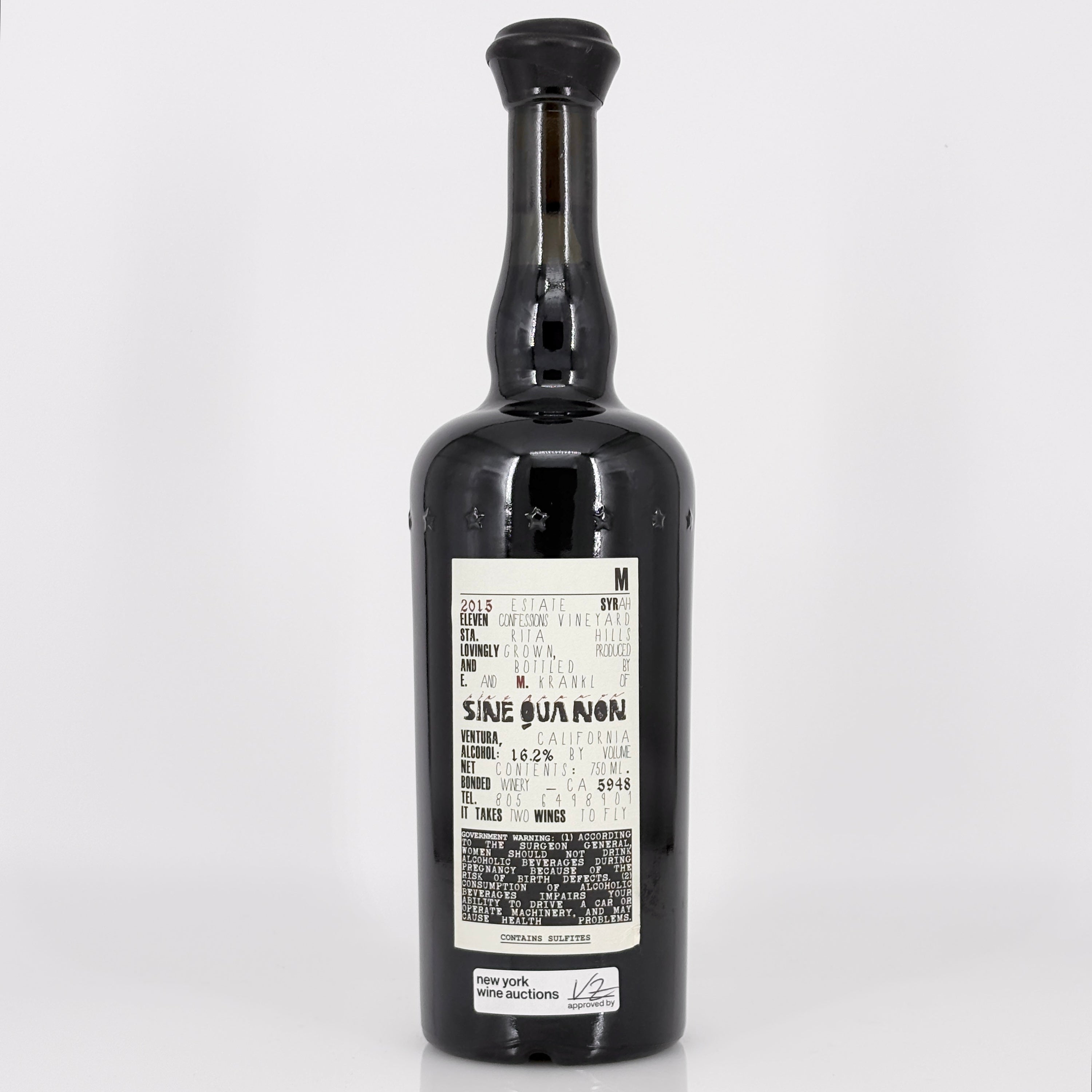 2015 Sine Qua Non Syrah "M" Eleven Confessions Vineyard Sta Rita Hills, USA