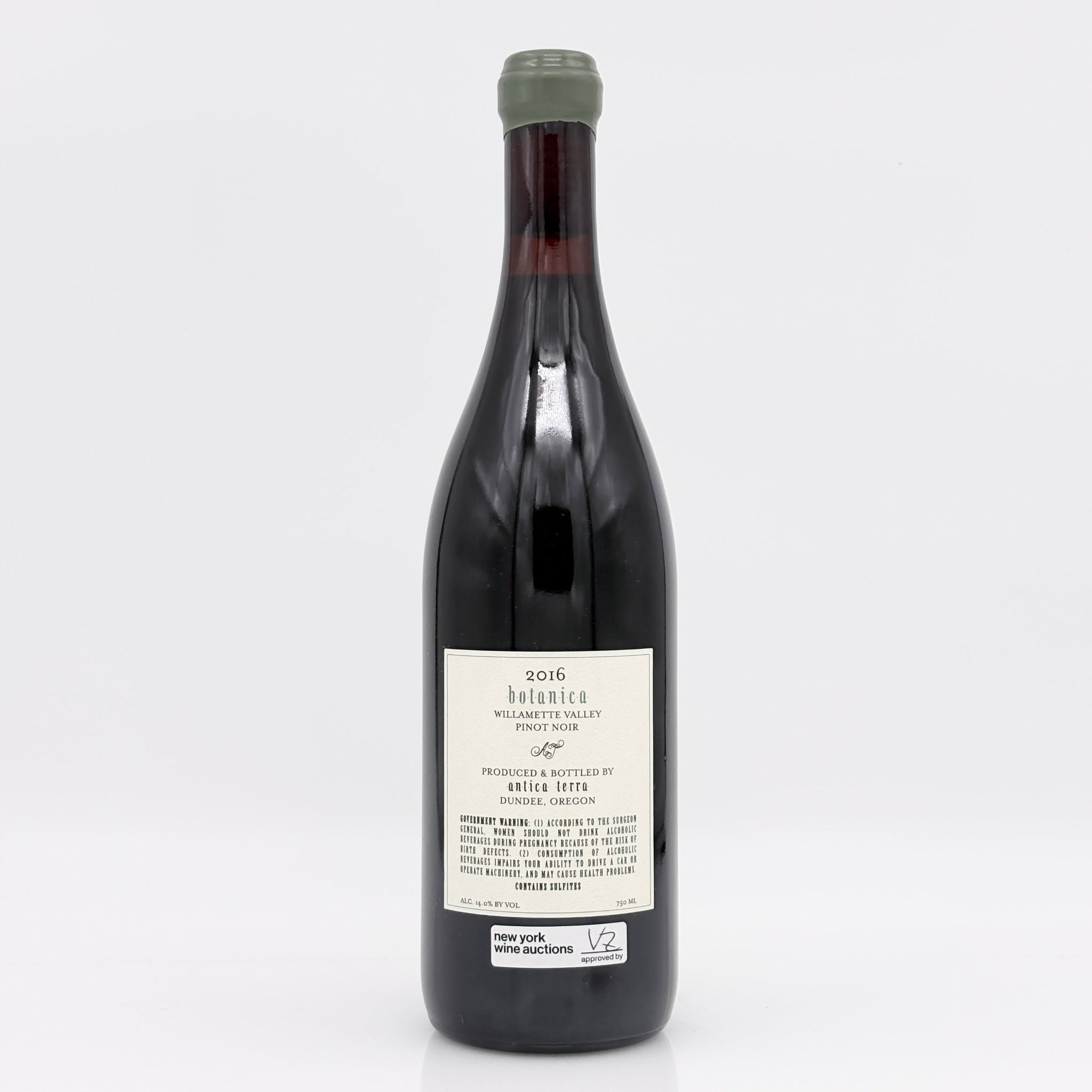 Wine bottle with a label on a white background