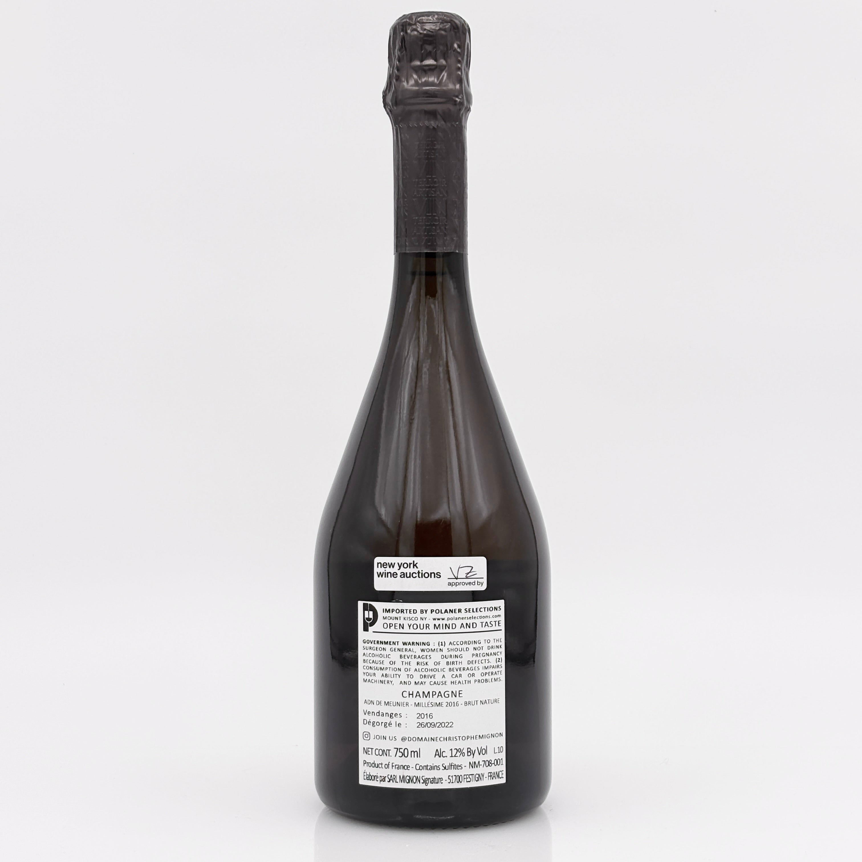 Bottle of wine with a label on a white background