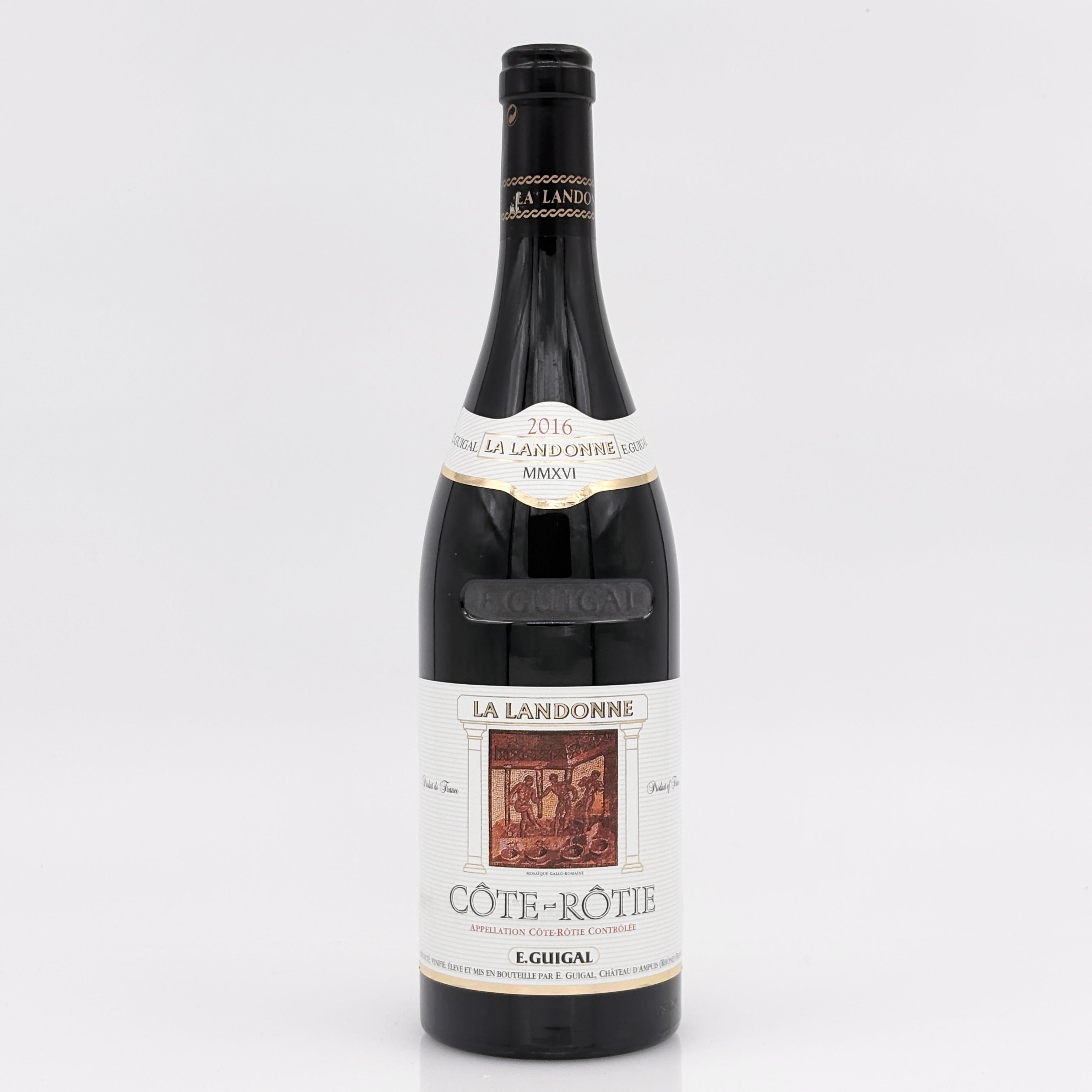 Wine bottle labeled 'La Landonne Côte-Rété' on a white background