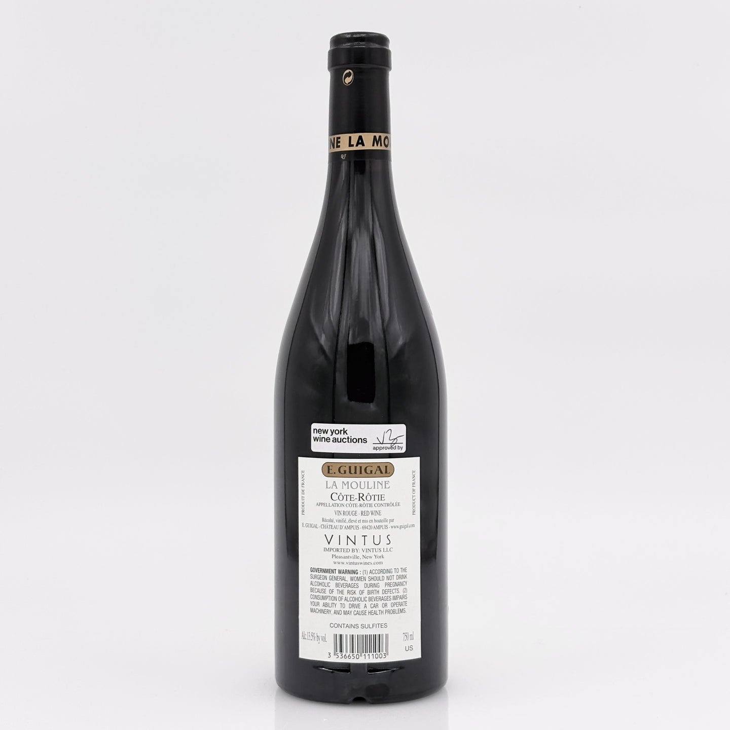 Wine bottle with a label on a white background