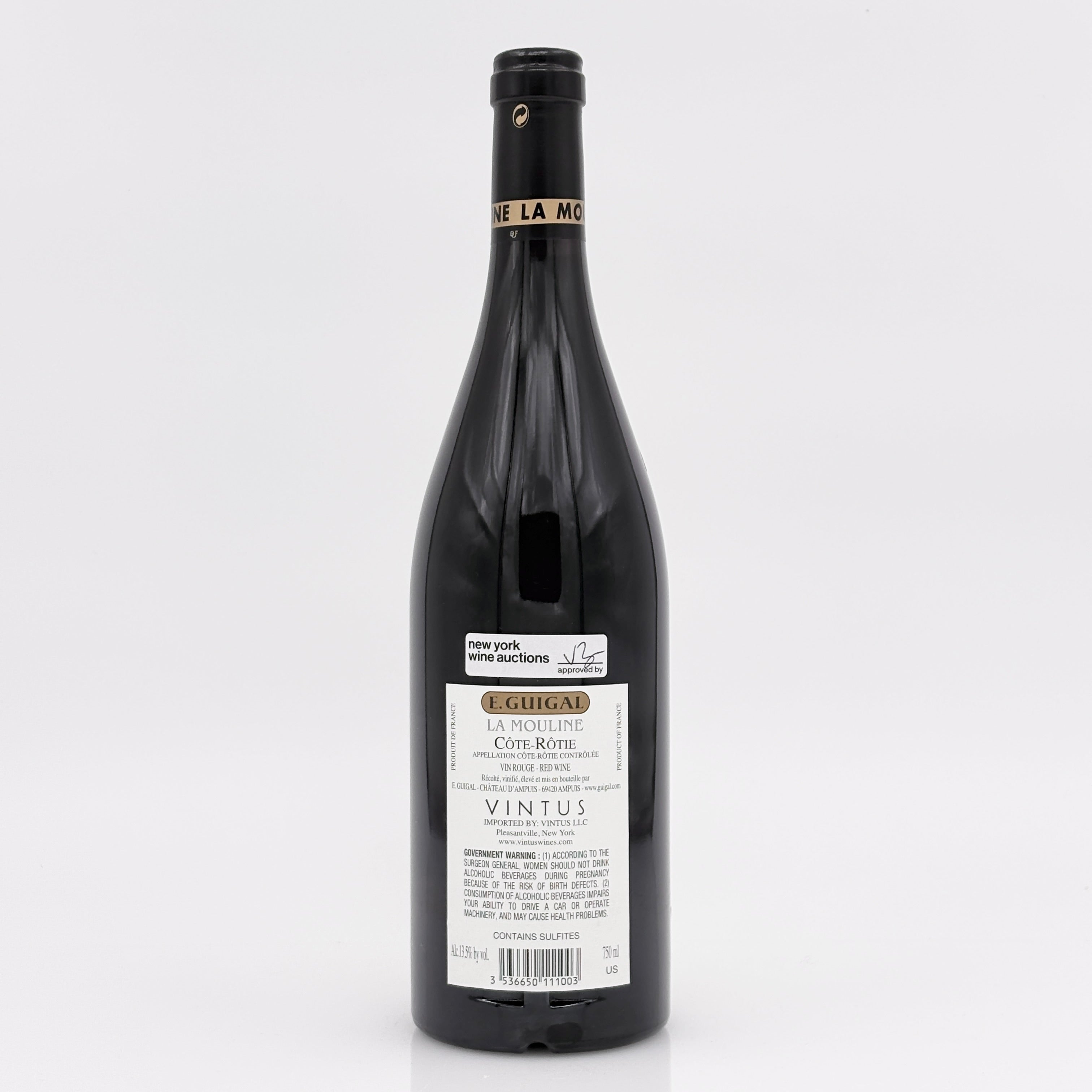 Wine bottle with a label on a white background